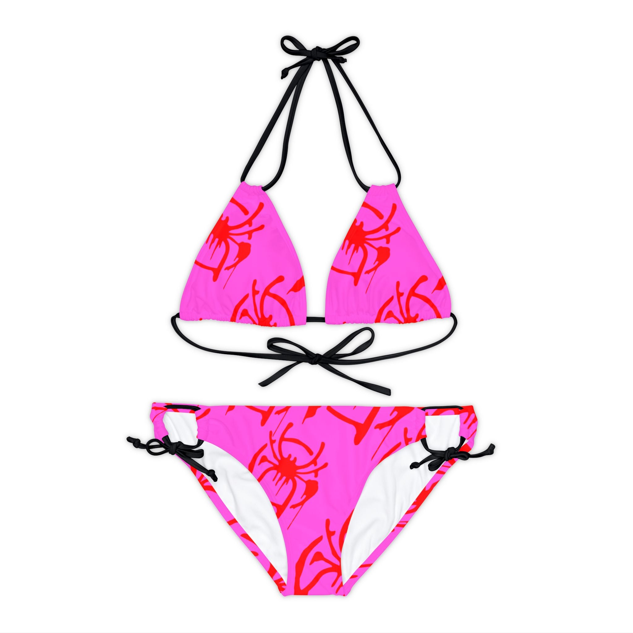 Strappy bikini set only spider web pink