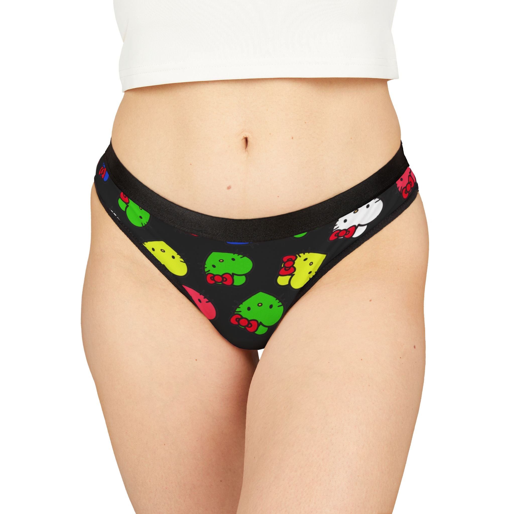 Women's thongs kitty hearts multi colors black