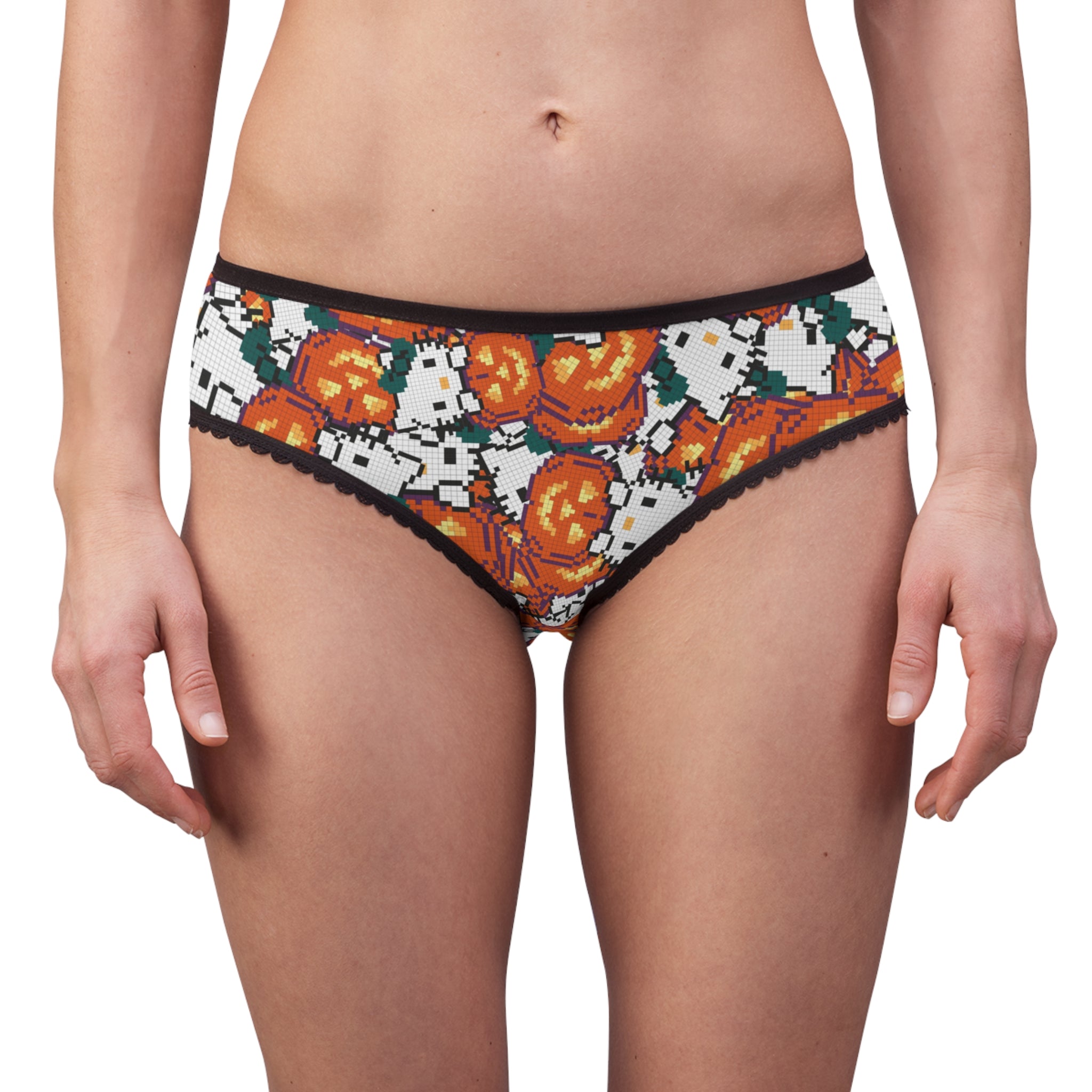 Women's briefs kitty pumpkin Halloween pixel nature