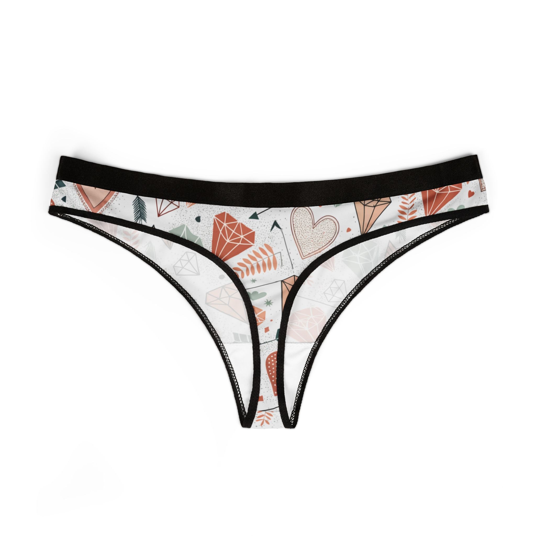 Women's thongs valentine heart retro one