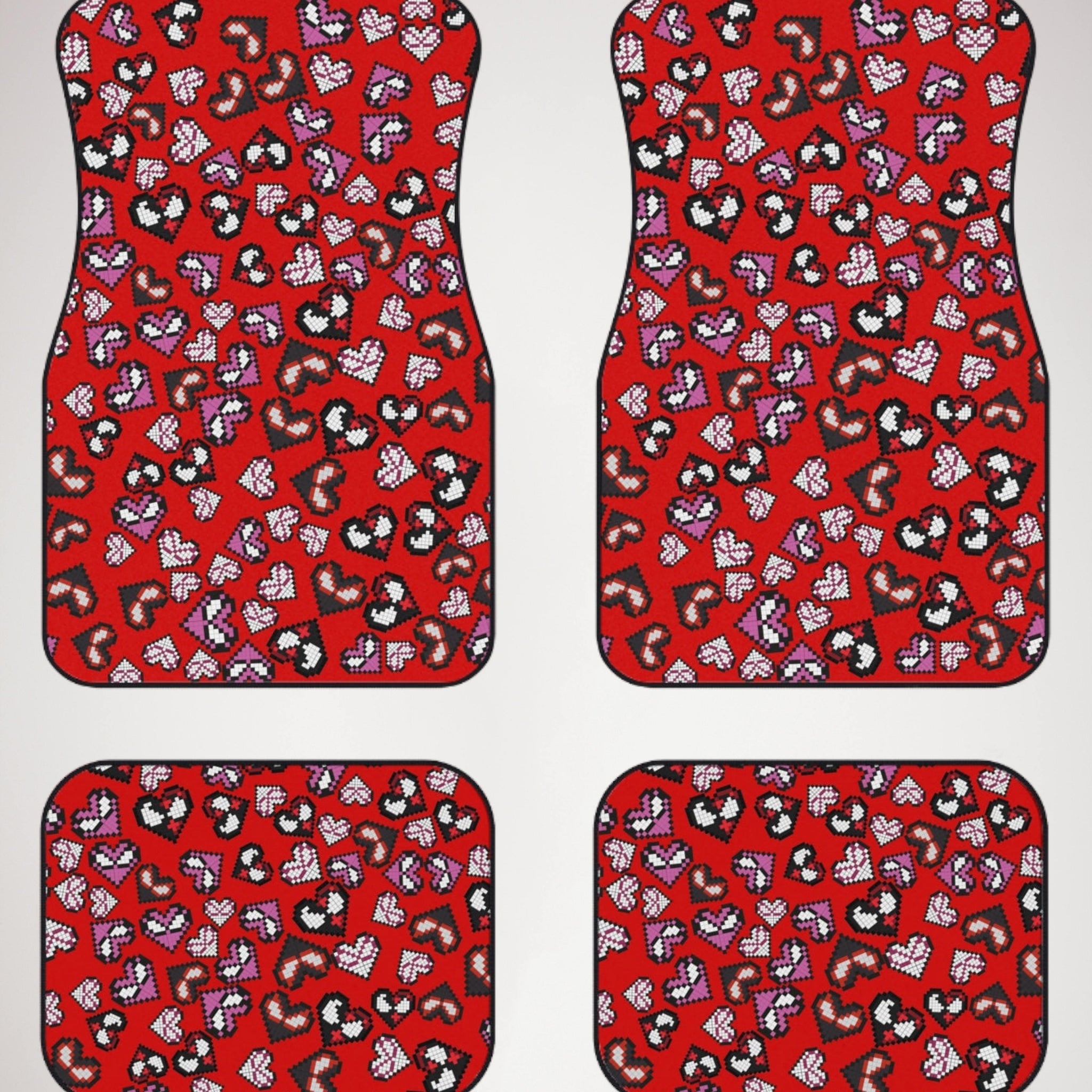 Car mats (set of 4) spider hearts pixel red