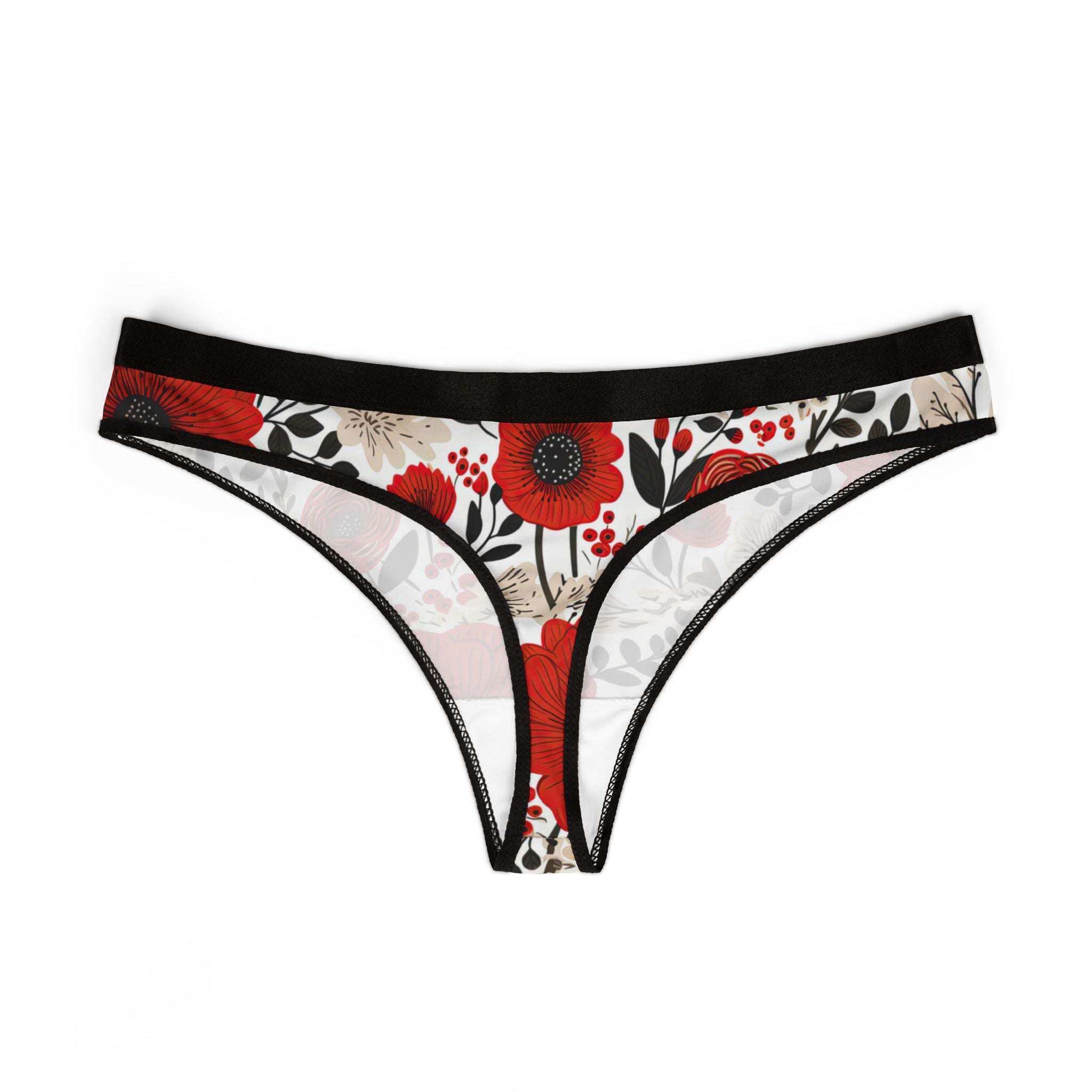 Women's thongs cute red flowers one one