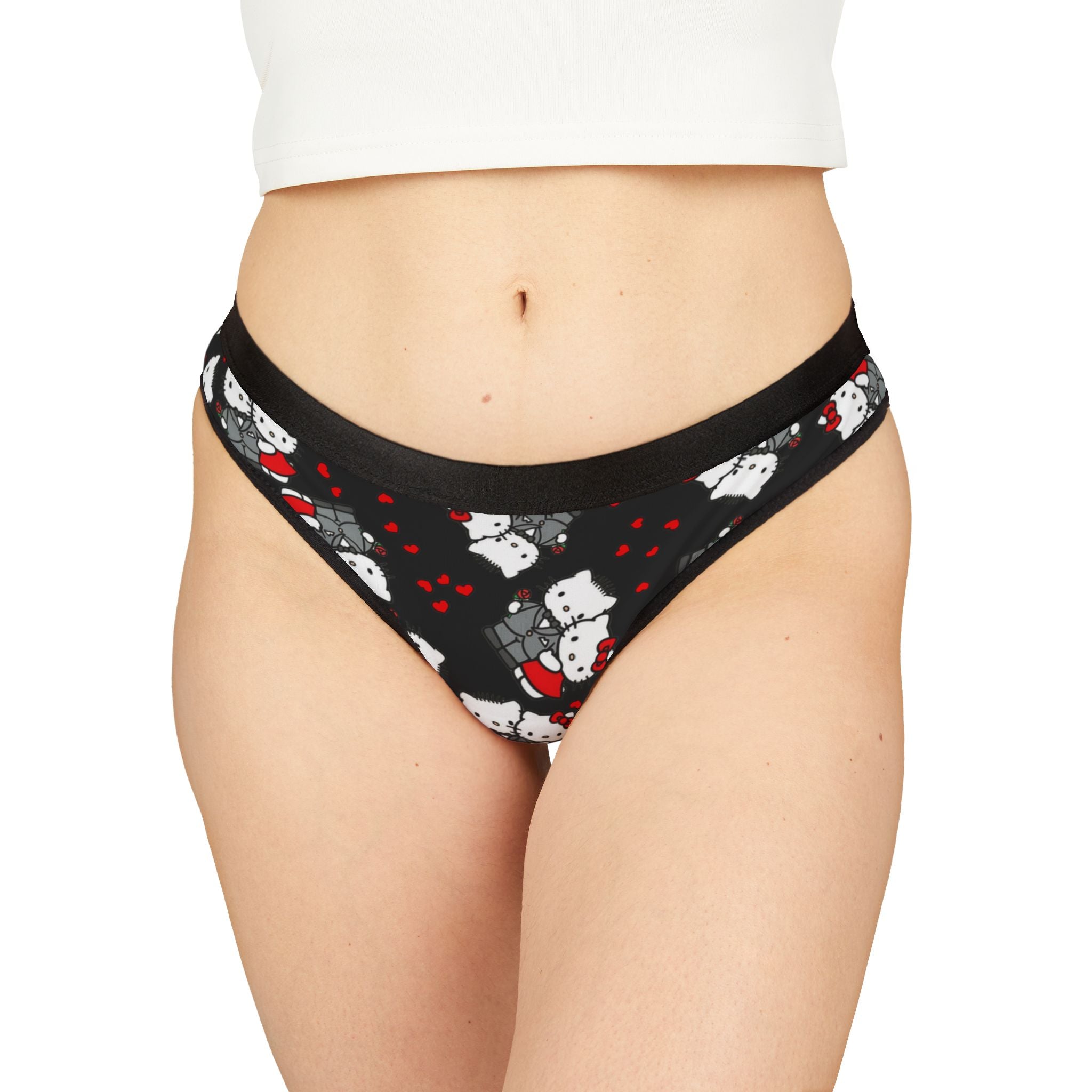 Women's thongs kitty wedding anniversary black