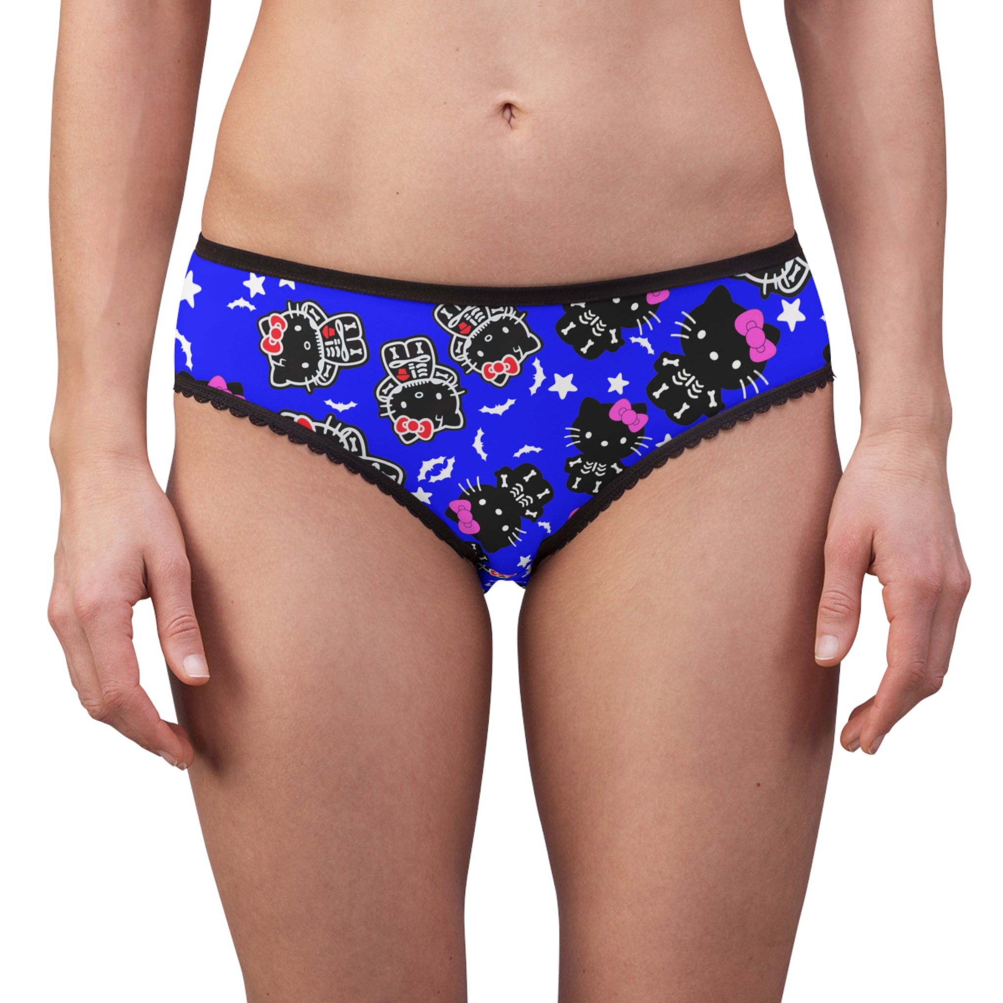 Women's briefs kitty halloween bones blue