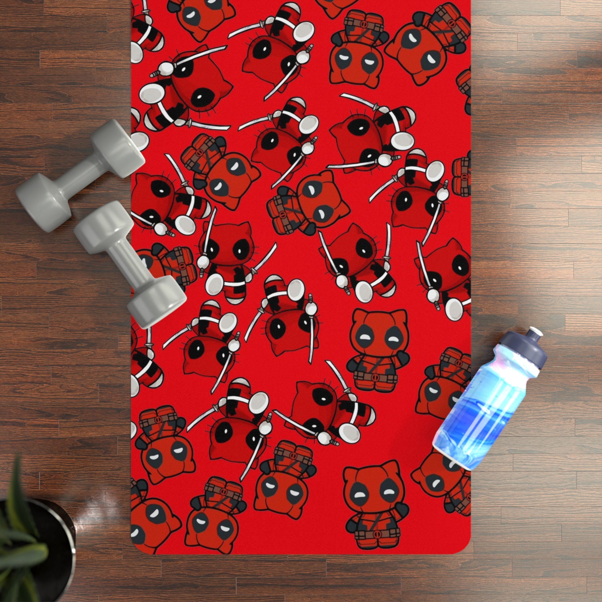 Rubber yoga mat kitty deadpool red