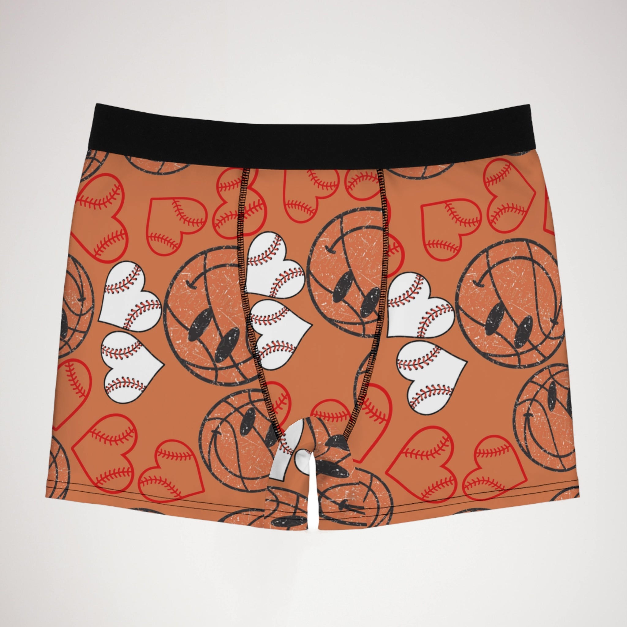 Men's boxer briefs BasketBall hearts valentine orange