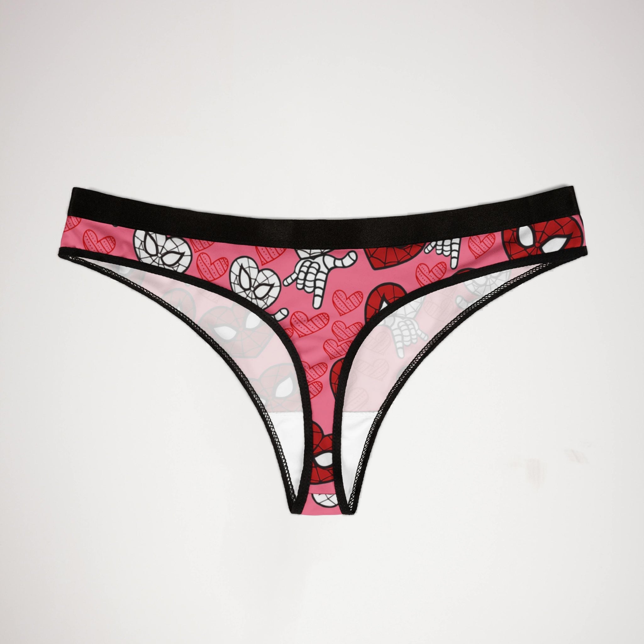 Women's thongs spider heart kiss pink