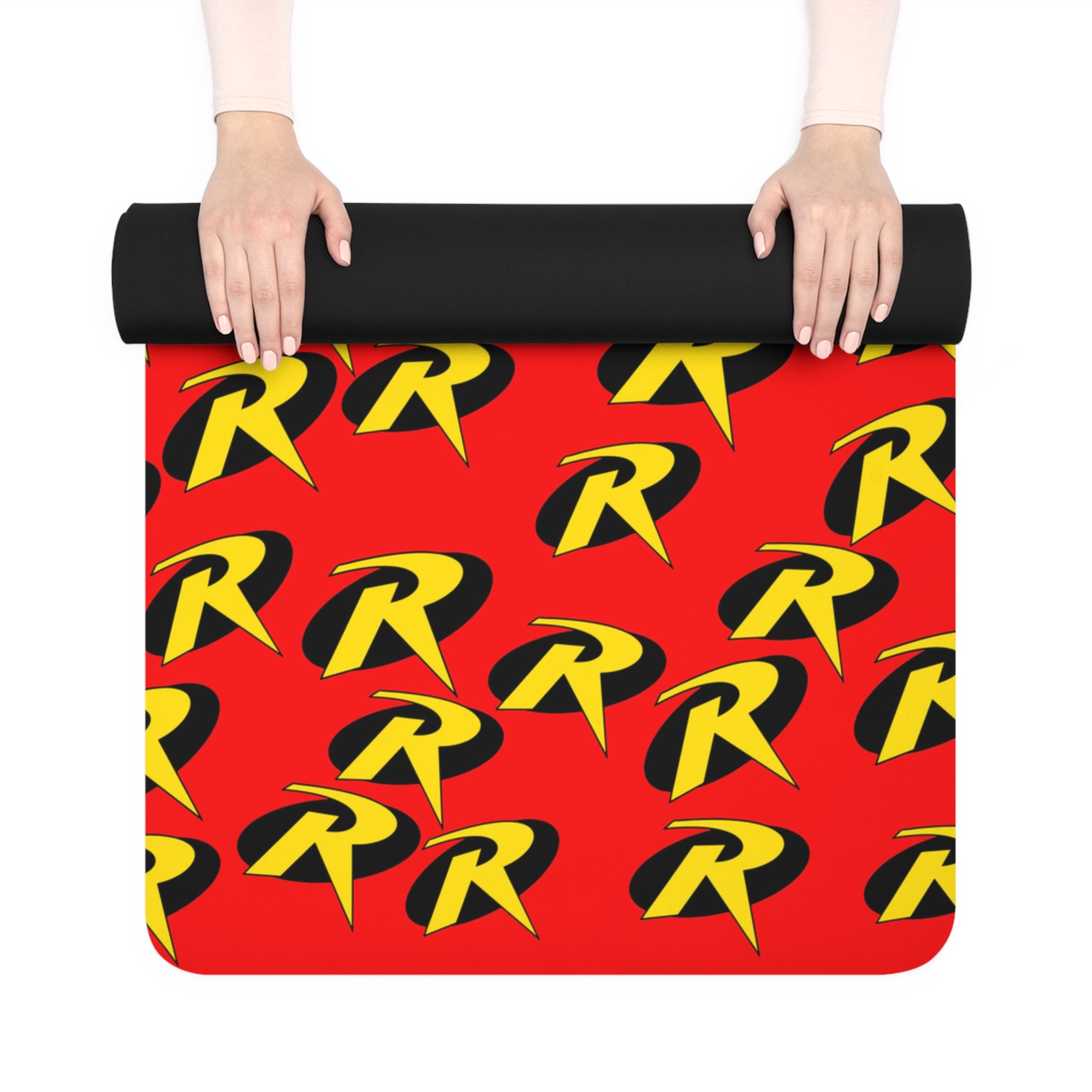 Rubber yoga mat robin symbol red