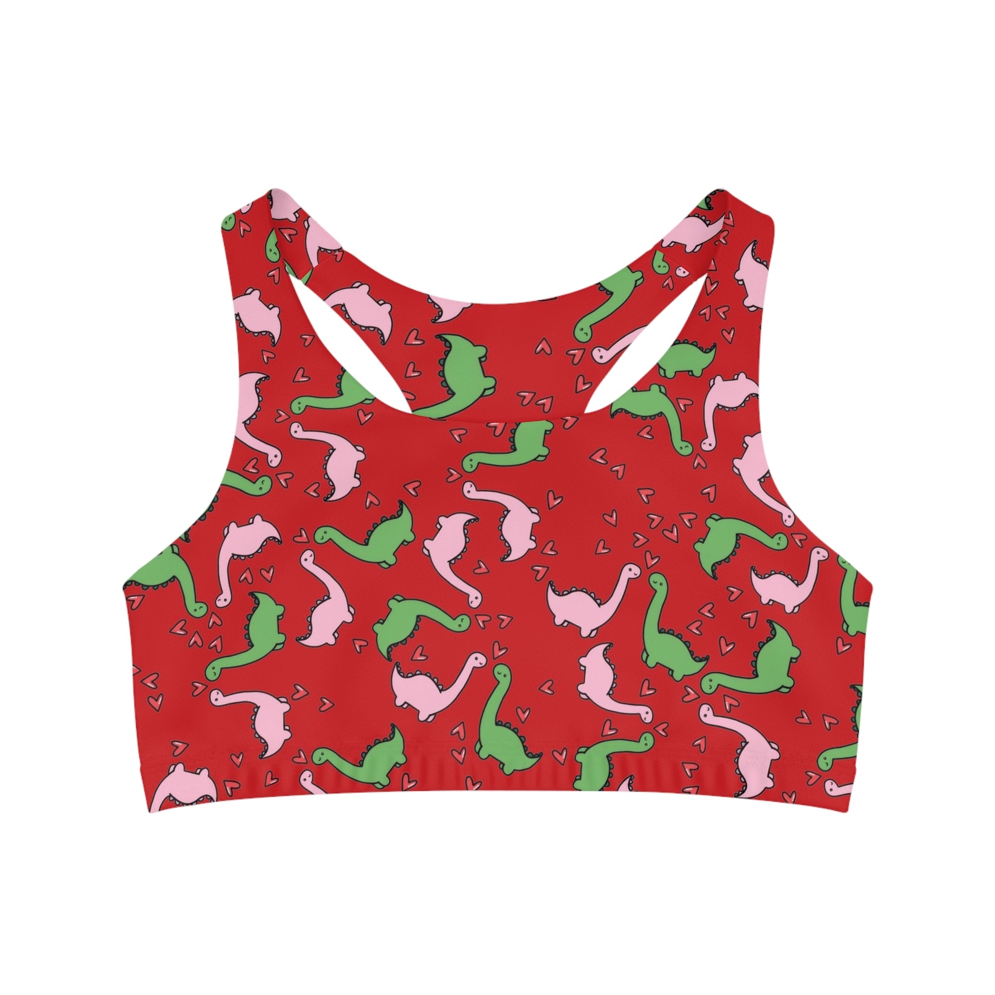 Sports bra dinosaur valentine heart red