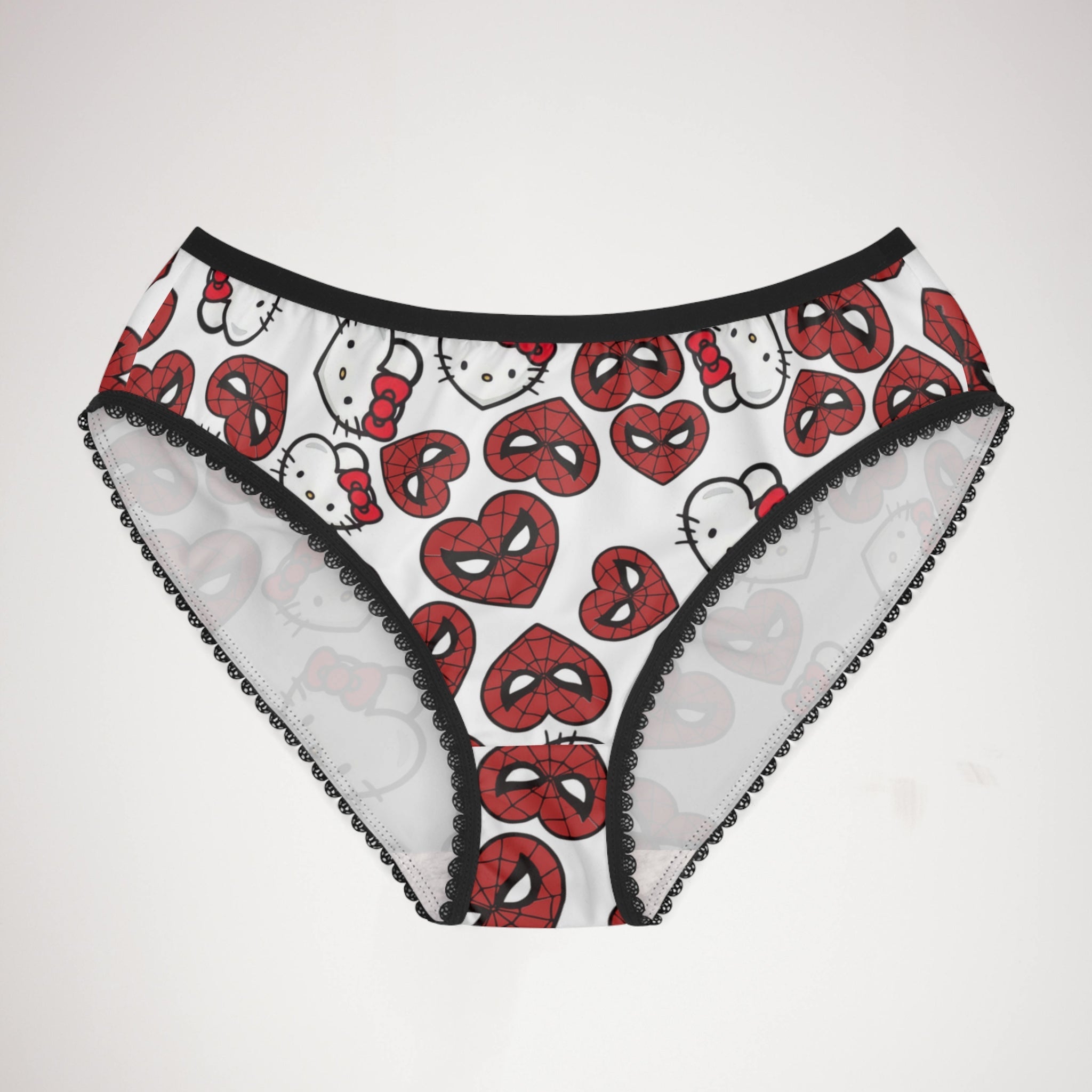 Women's briefs spider kitty double hearts white