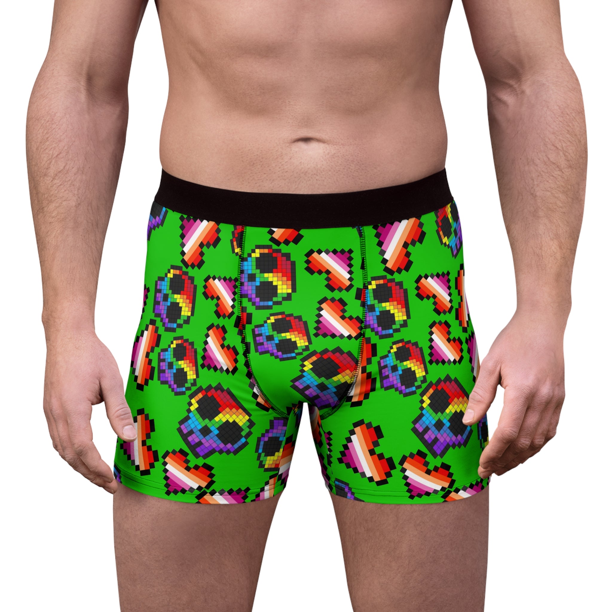 Men's boxer briefs lgbt pride skull heart Halloween green