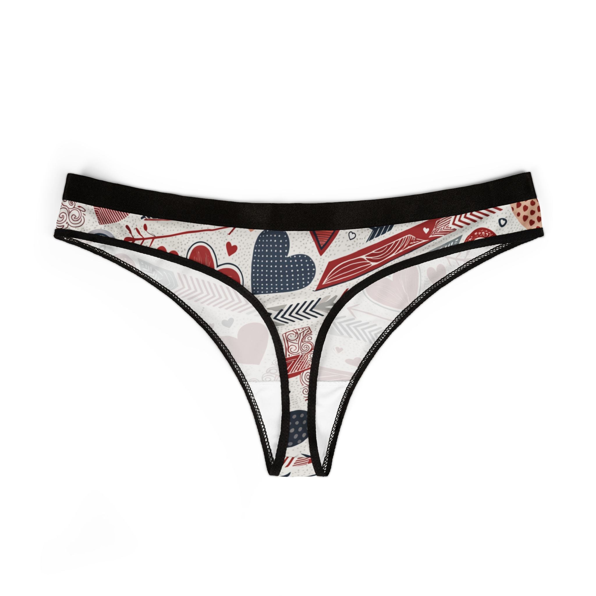 Women's thongs valentine heart retro