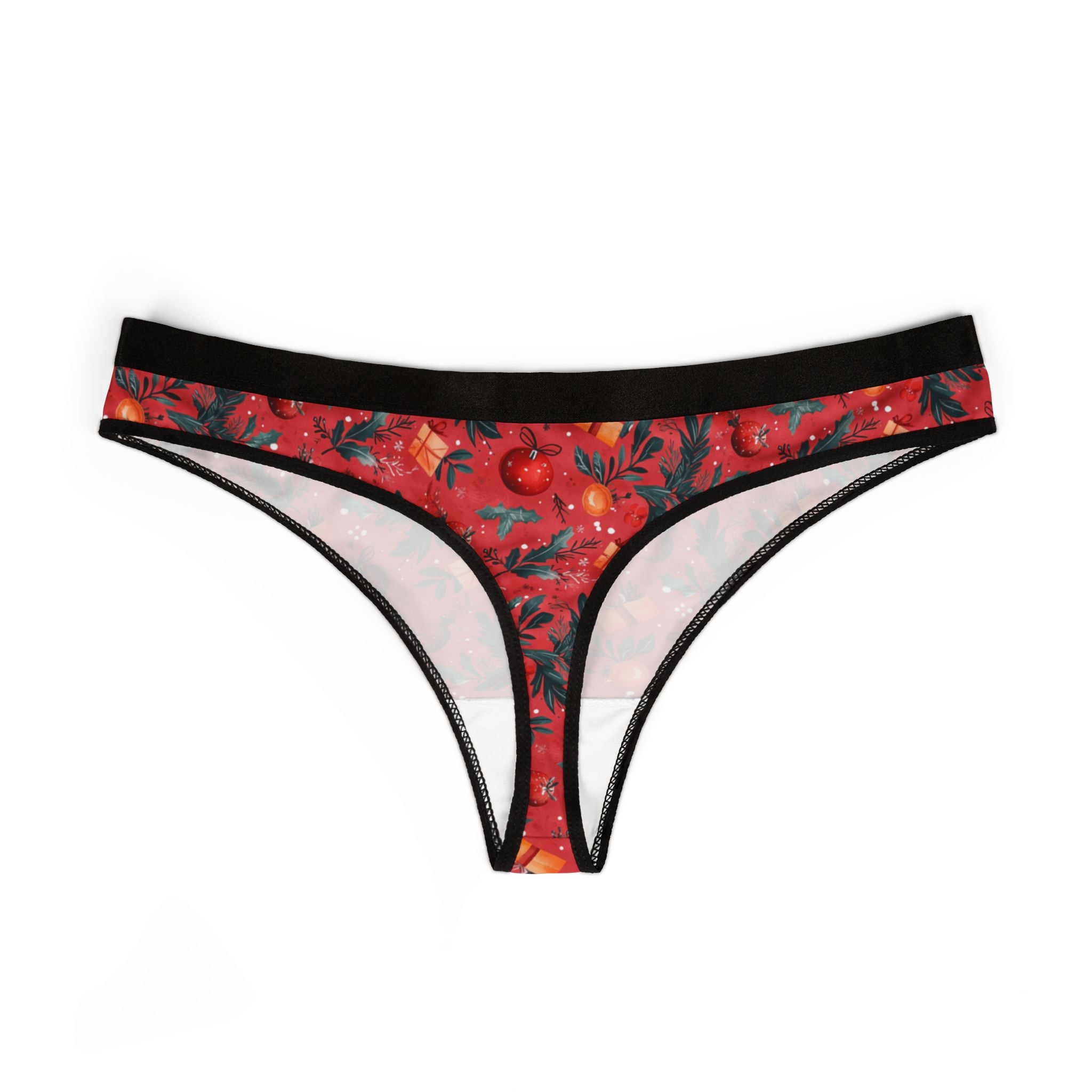 Women's thongs red coquette christmas one