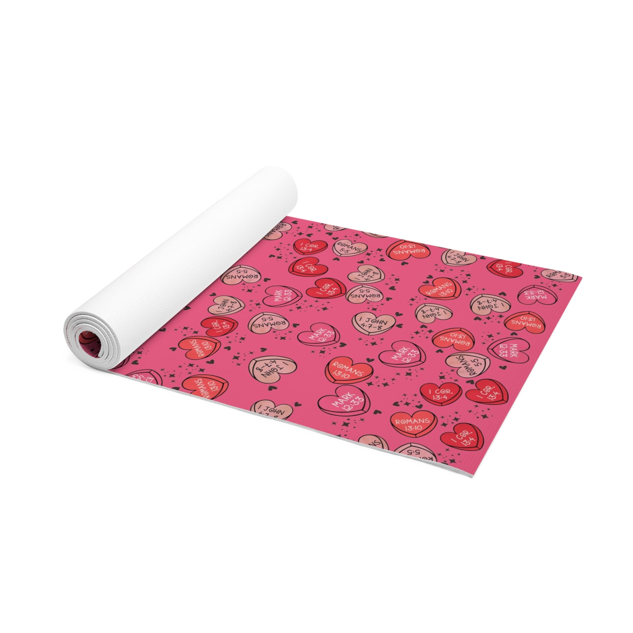 Foam yoga mat christian valentine sweet hearts pink