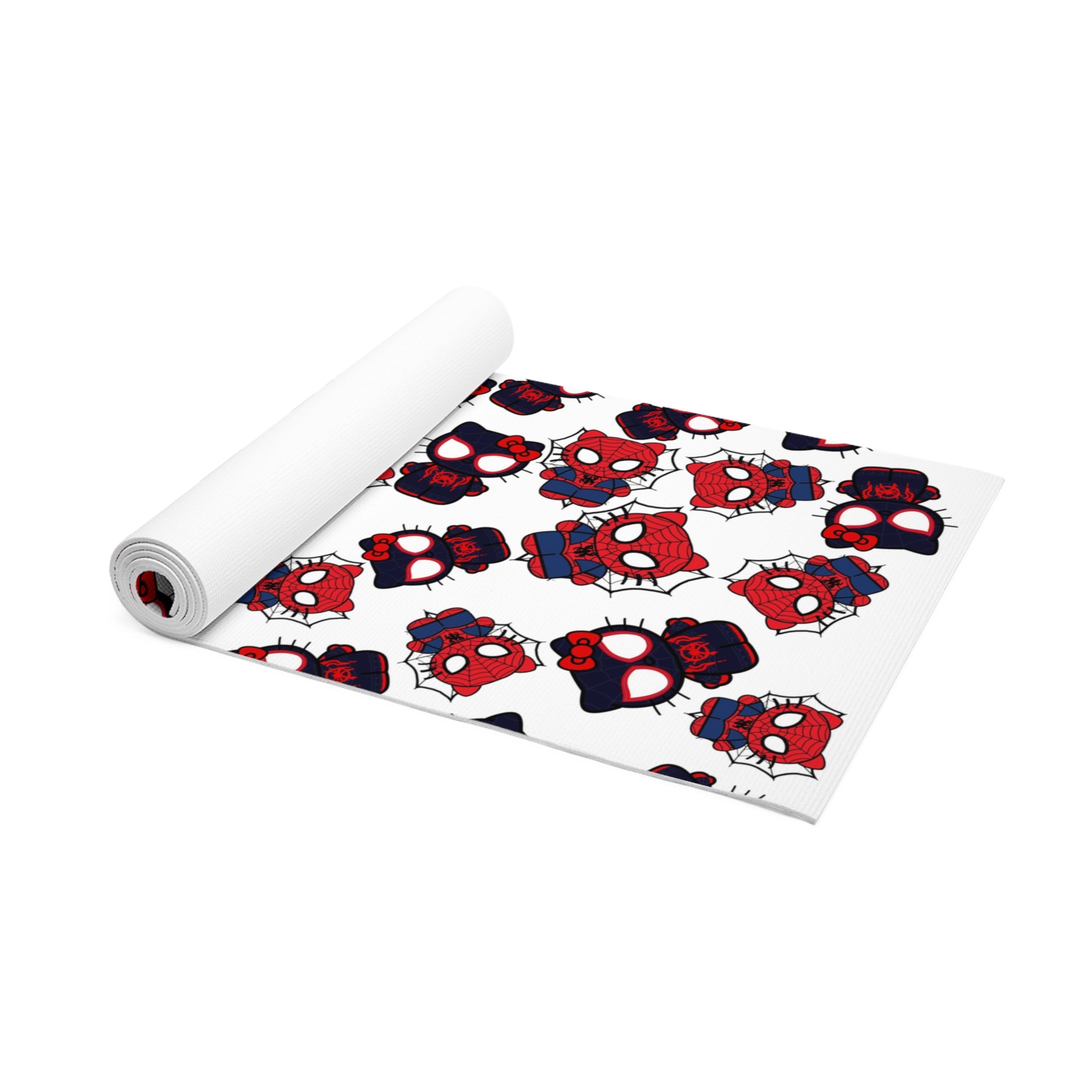 Foam yoga mat kitty spider dark white