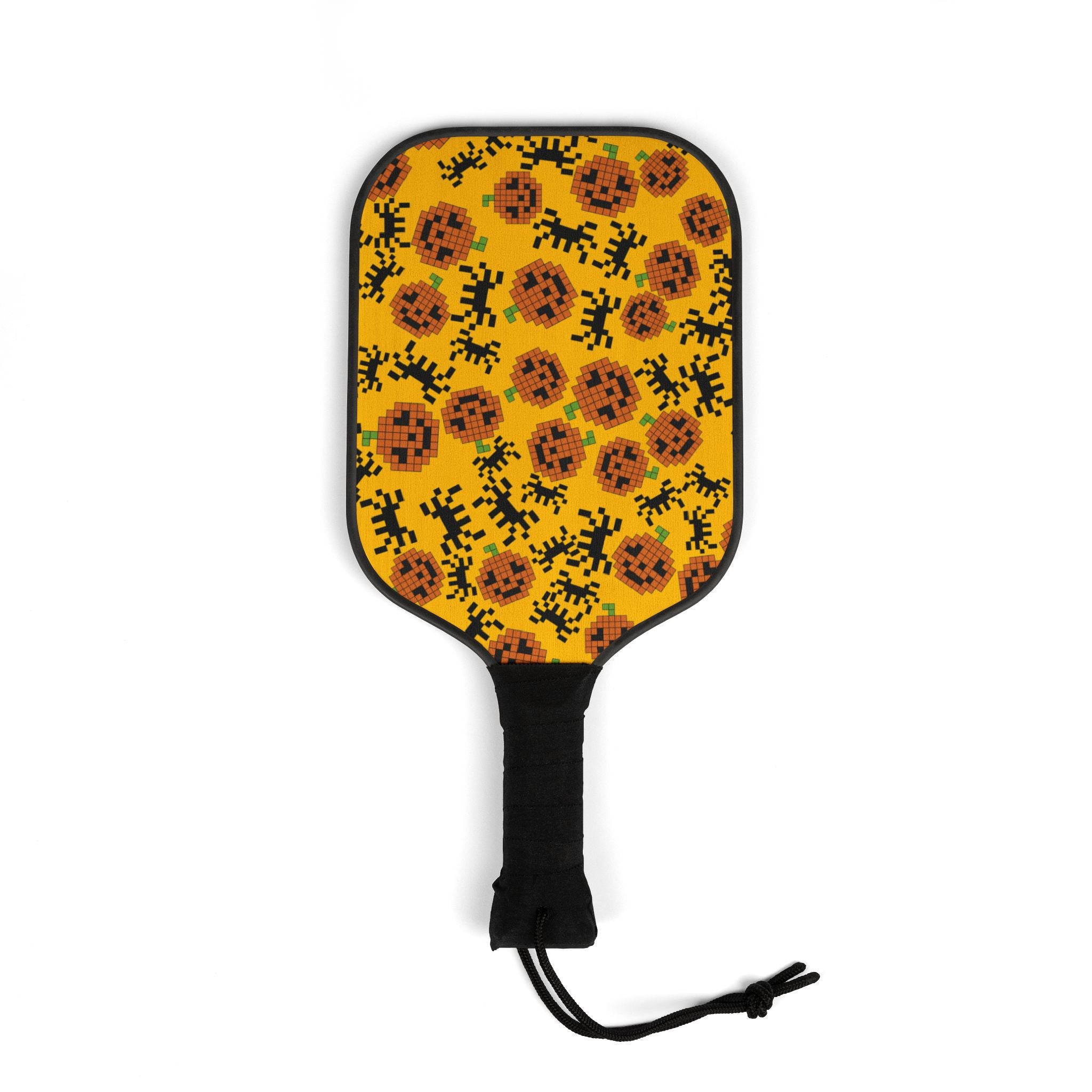 Pickleball kit (2 paddles + 2 balls + transparent bag) pumpkin spider pixel halloween yellow