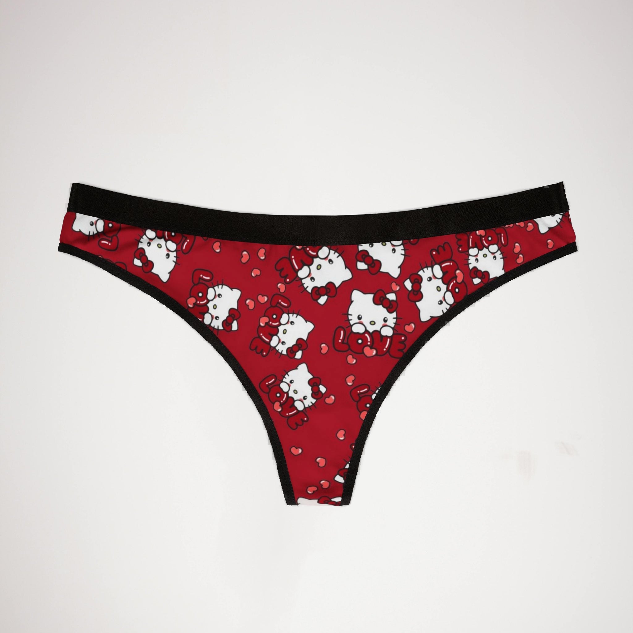 Women's thongs kitty valentine love red