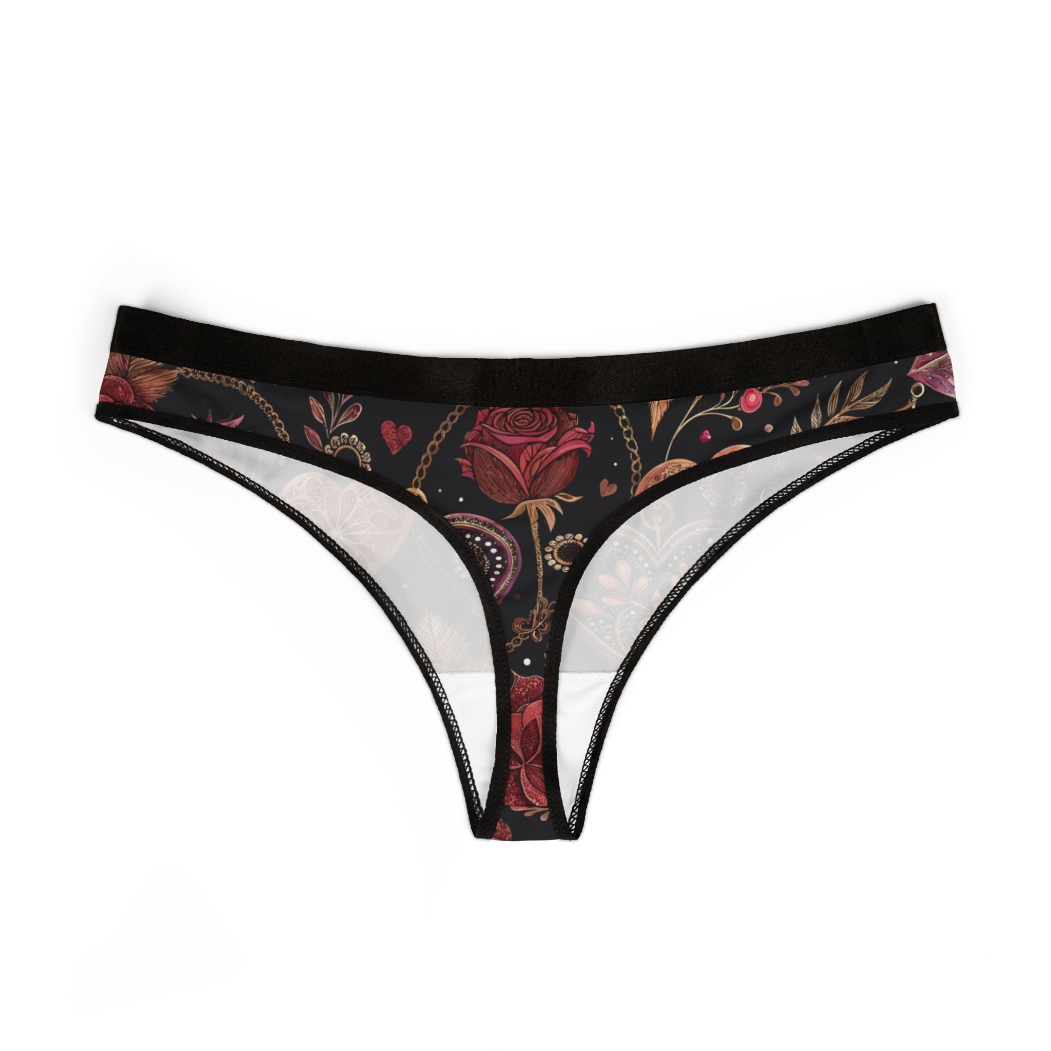 Women's thongs valentine heart retro one