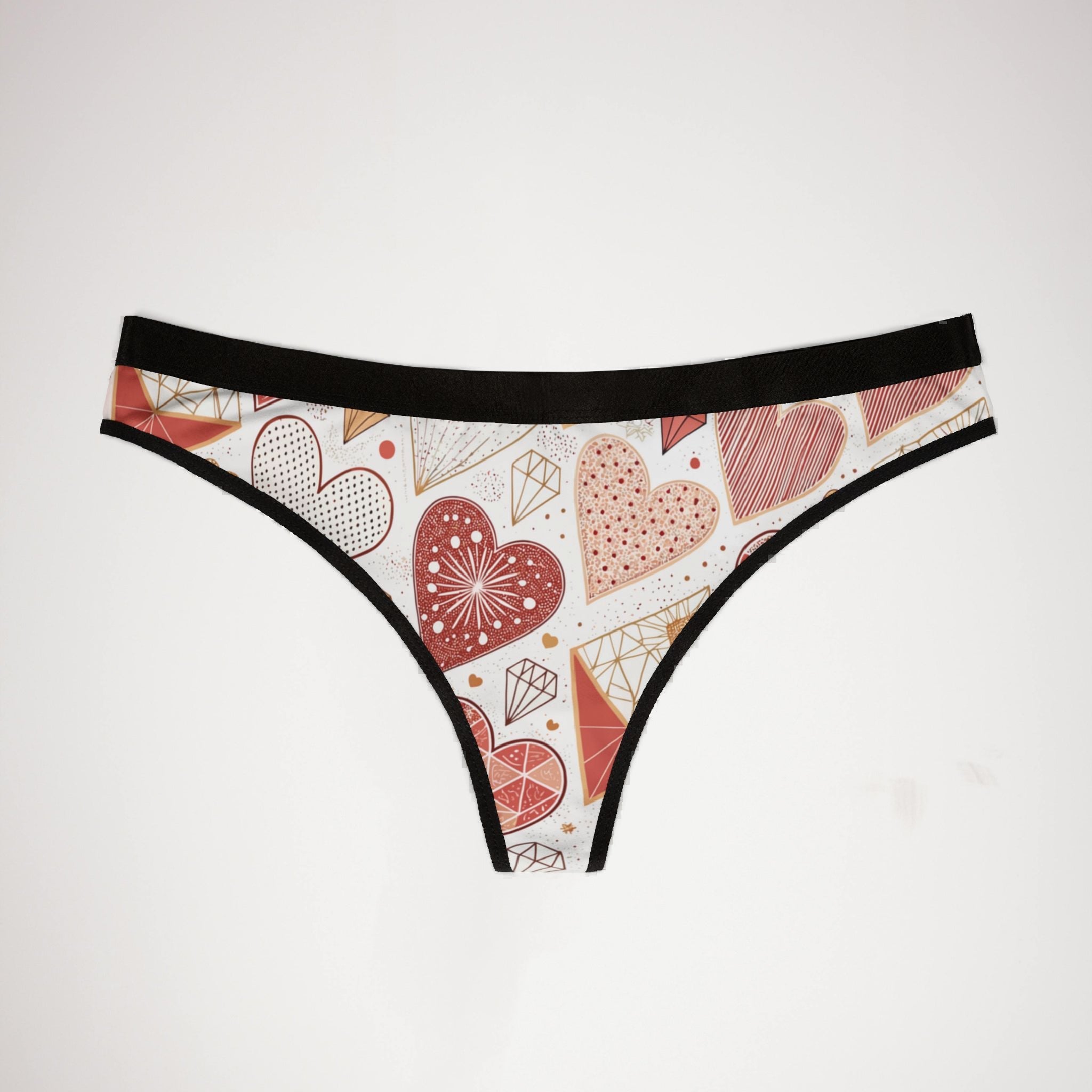 Women's thongs valentine heart retro one