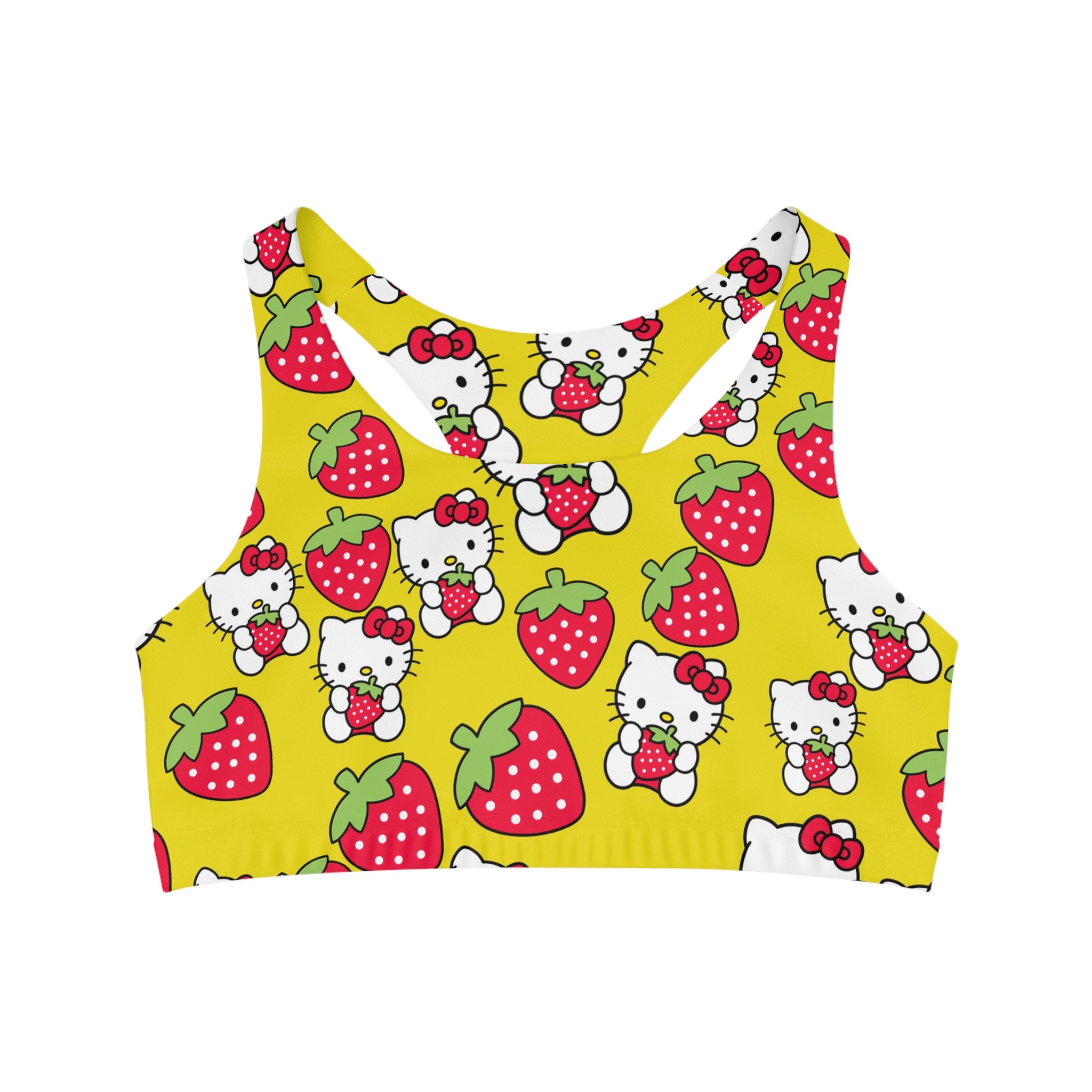 Sports bra kitty strawberry valentine love yellow