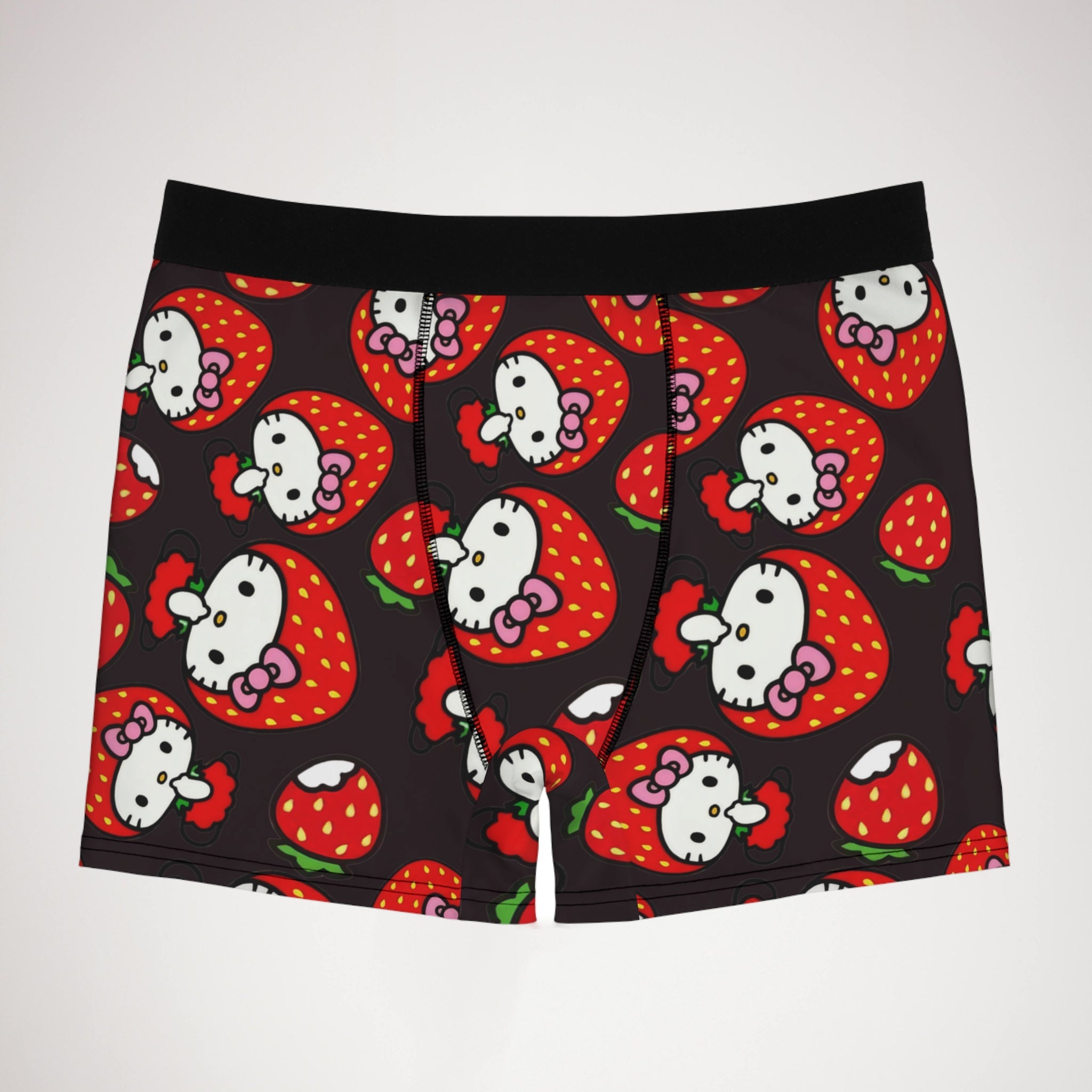 Men's boxer briefs kitty strawberry valentine black