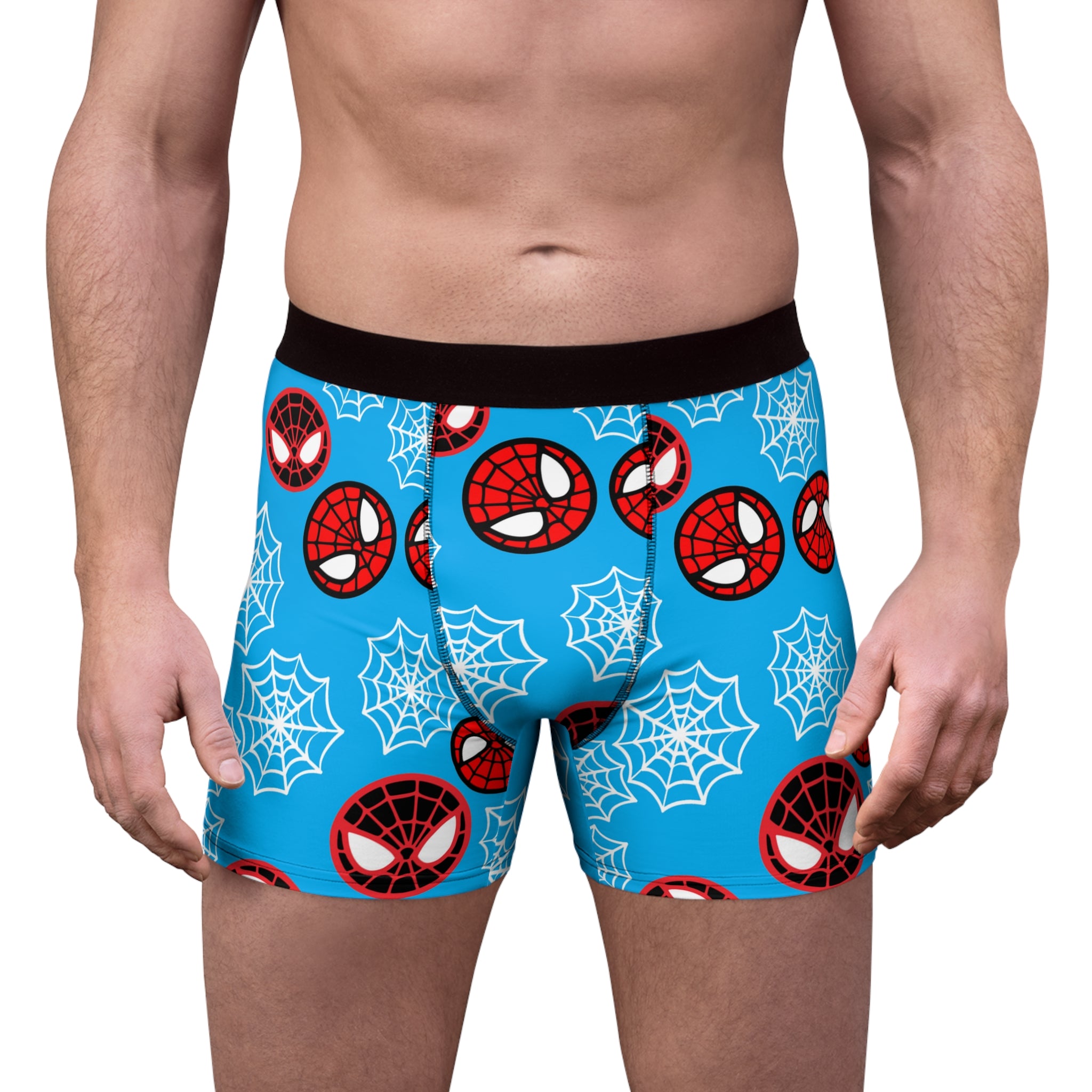 Men's boxer briefs spider circle web cyan