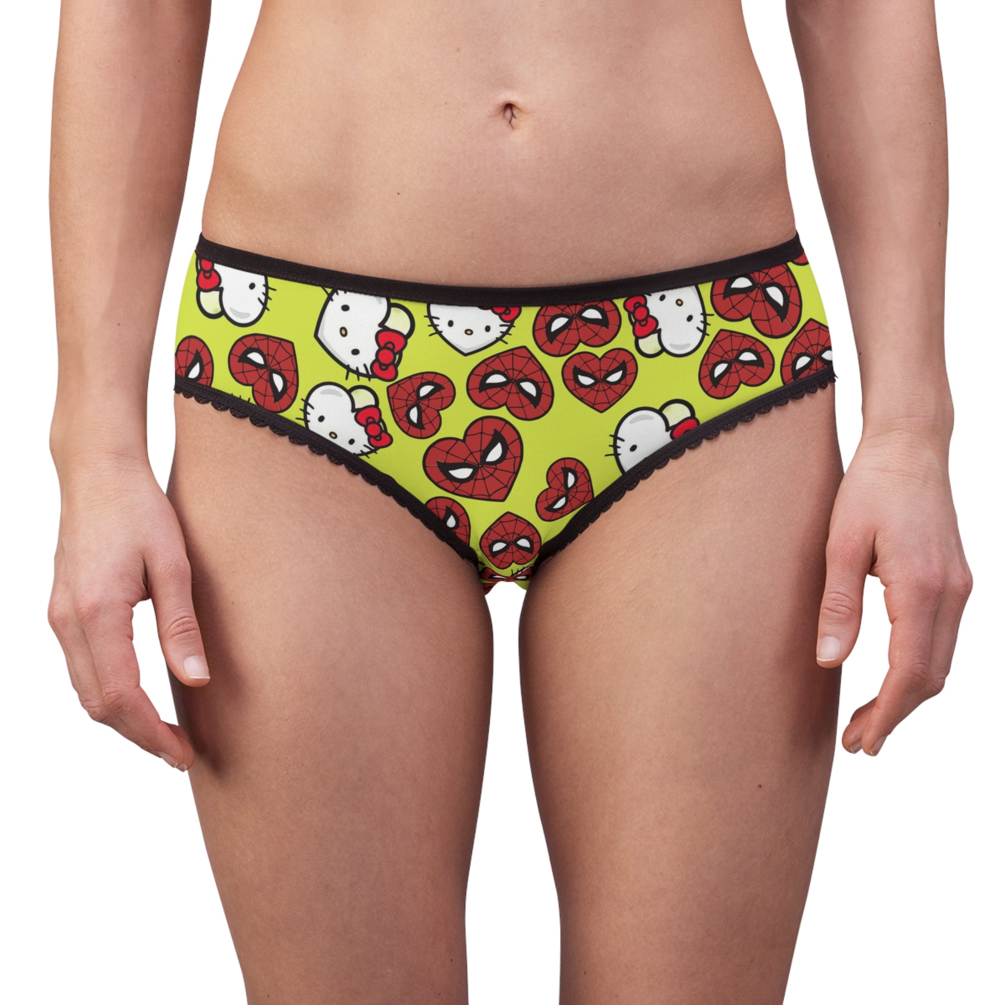 Women's briefs spider kitty double hearts yellow