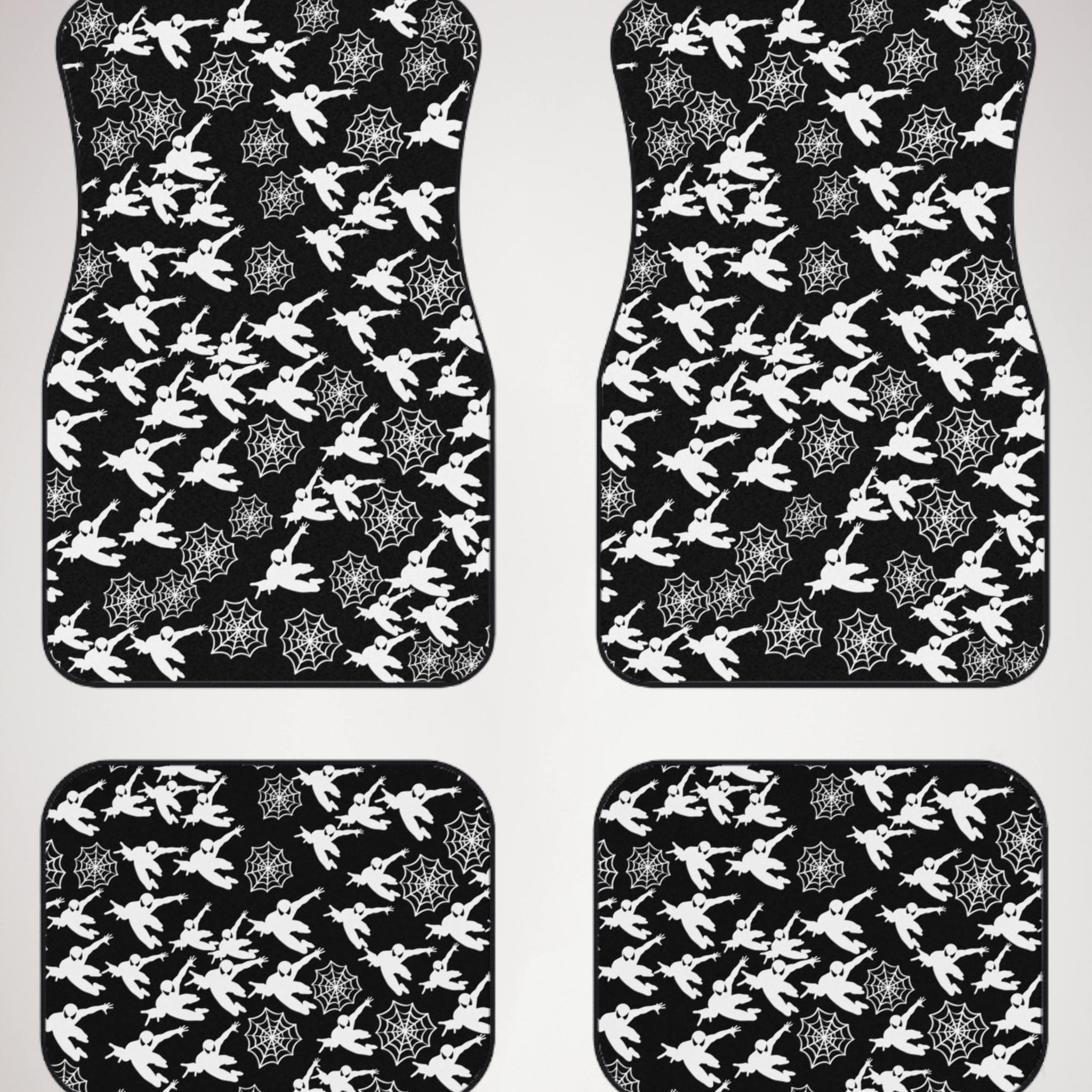 Car mats (set of 4) spiderman web plain black