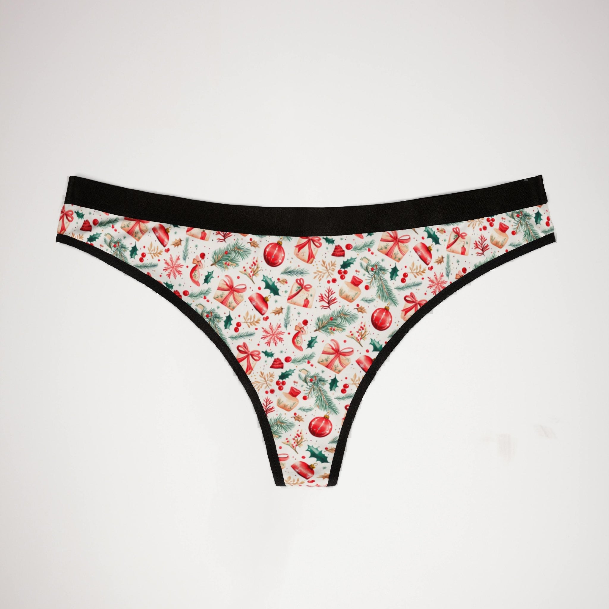 Women's thongs red coquette christmas