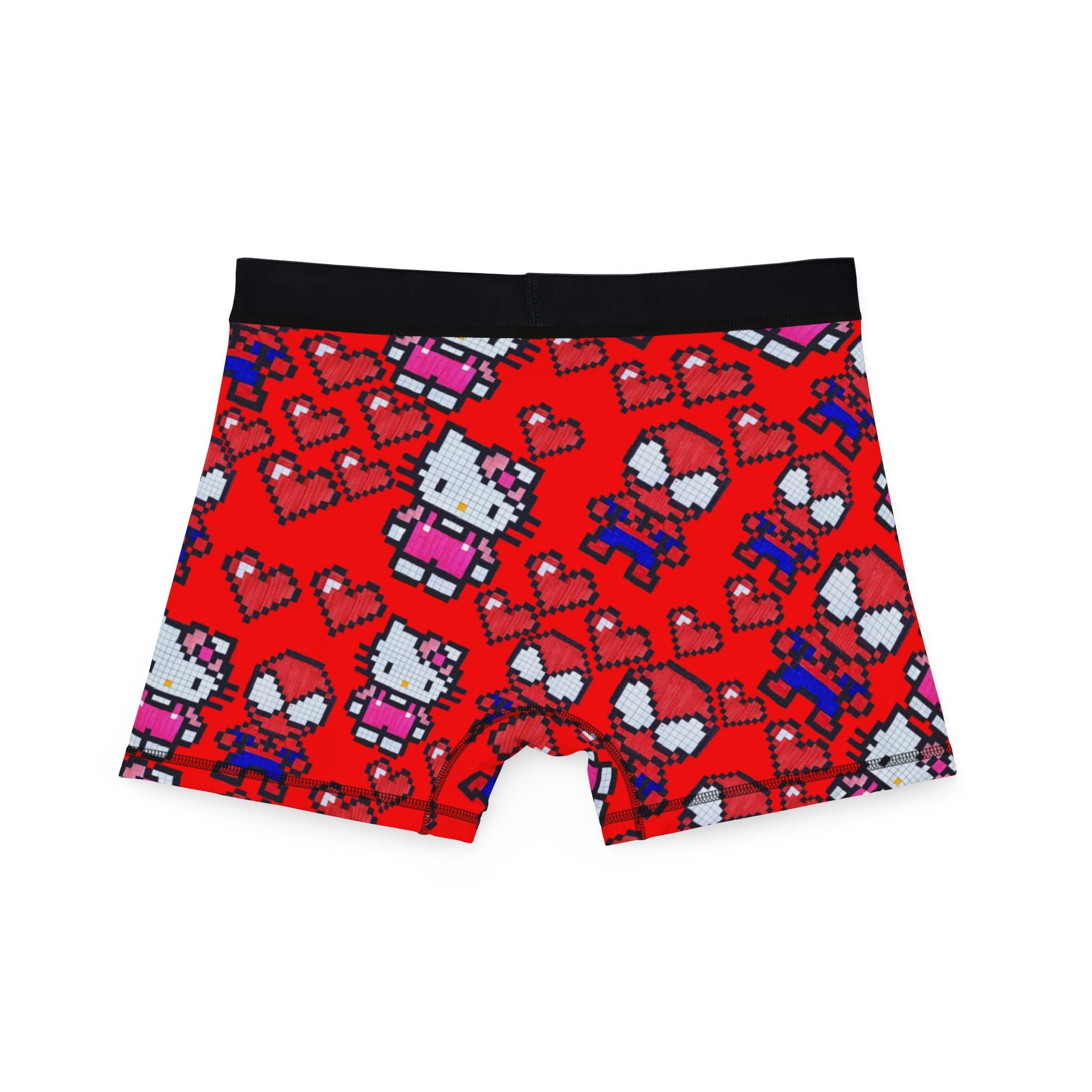 Men's boxers spider kitty pixel heart love valentine red