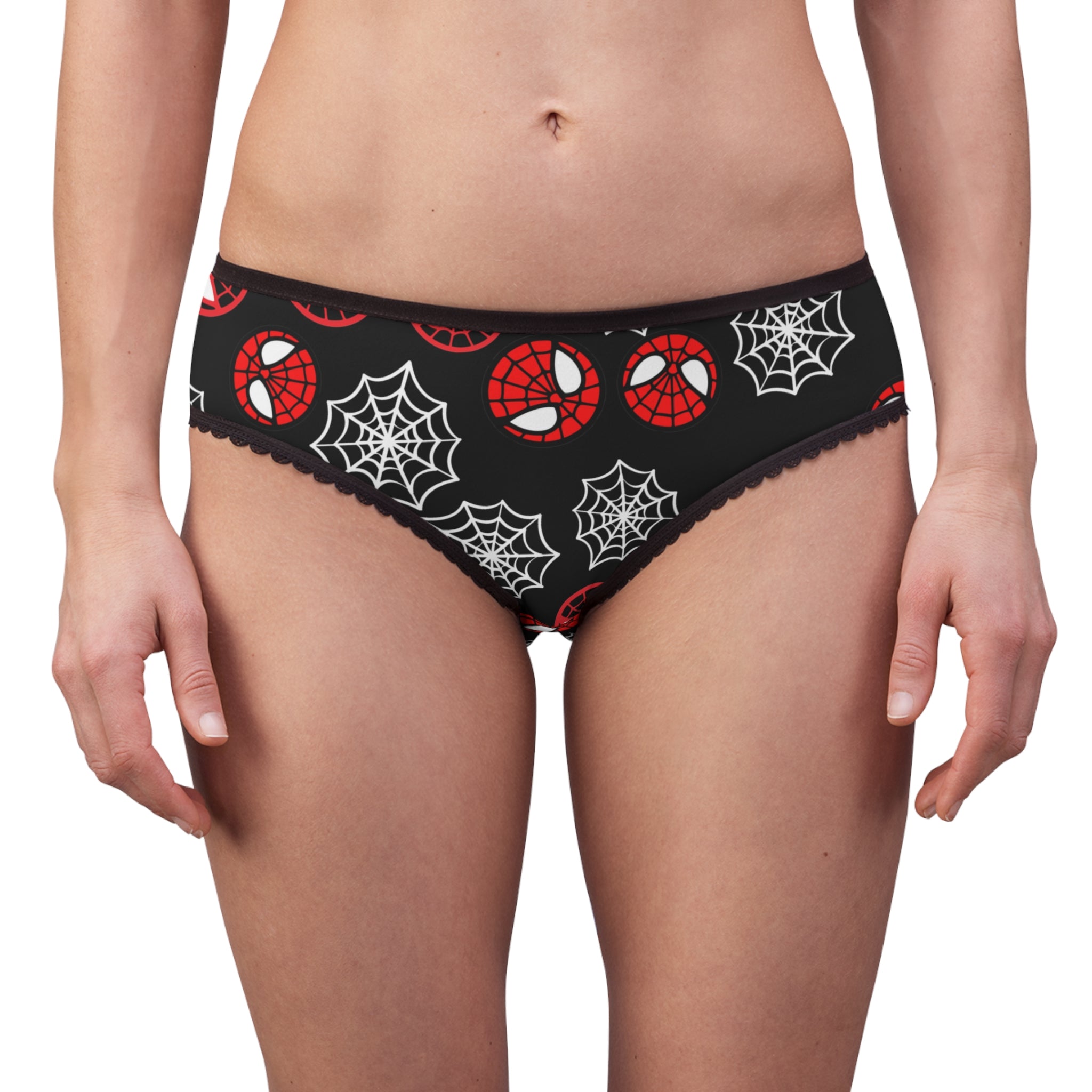 Women's briefs spider circle web black