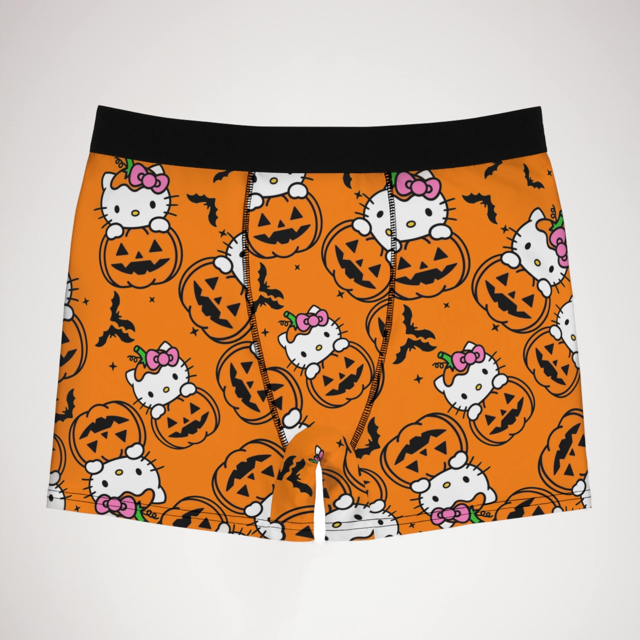 Men's boxer briefs kitty hold pumpkin Halloween orange