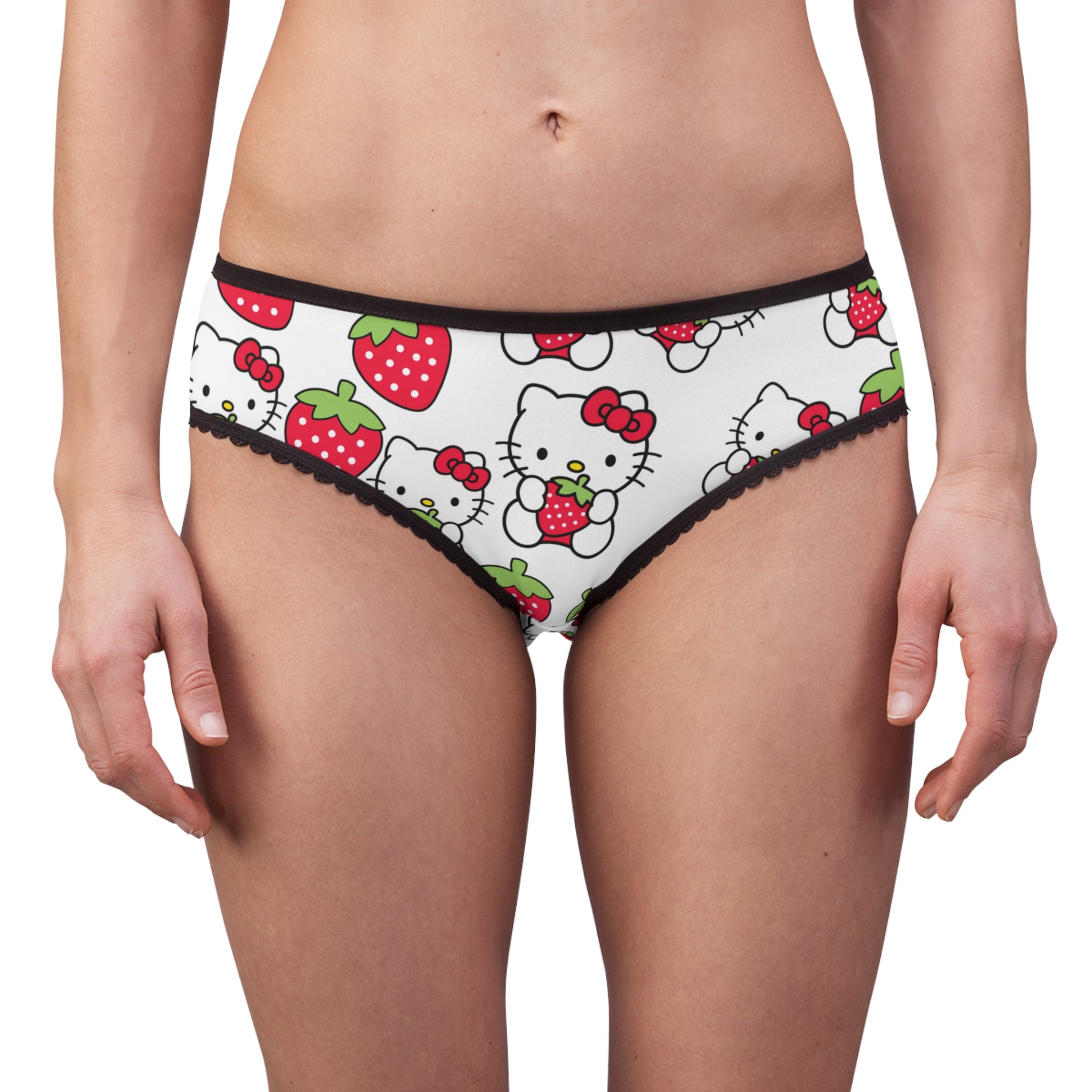 Women's briefs kitty strawberry valentine love white