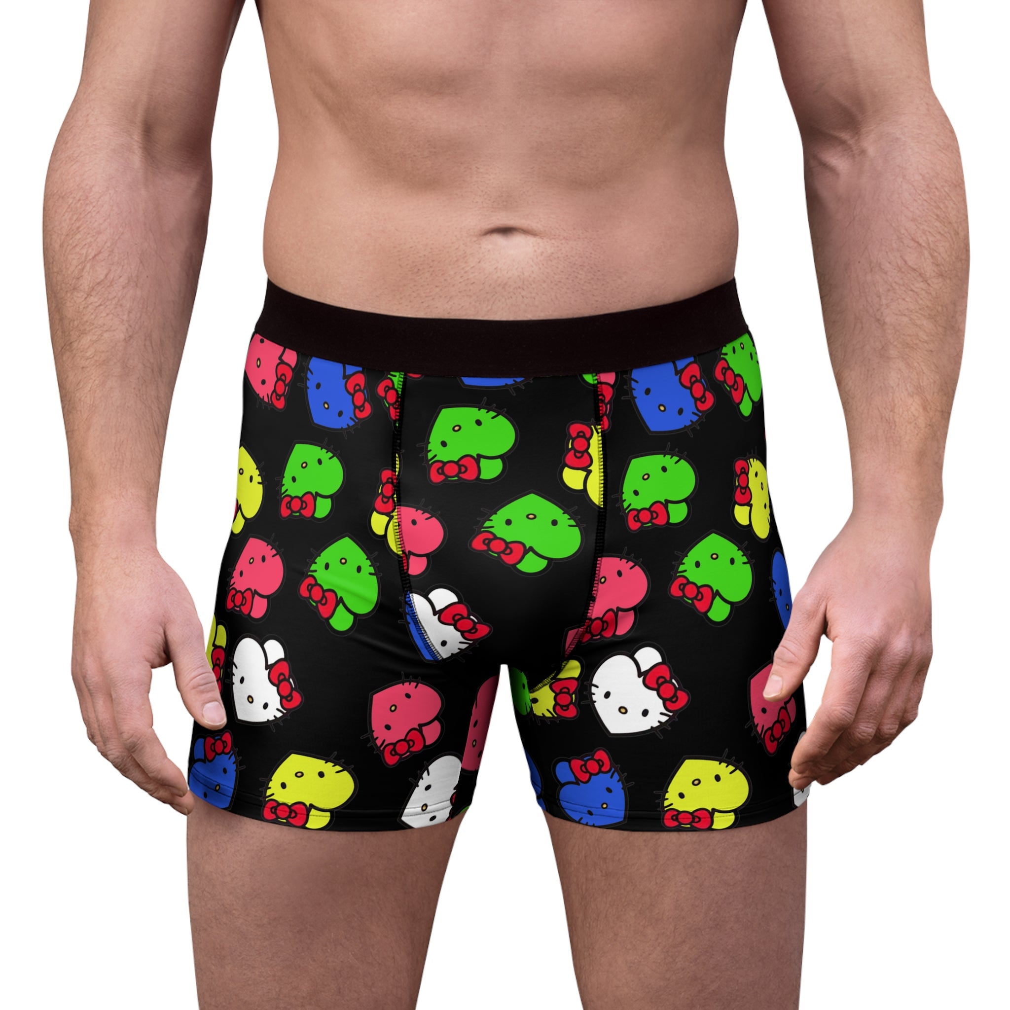 Men's boxer briefs kitty hearts multi colors black