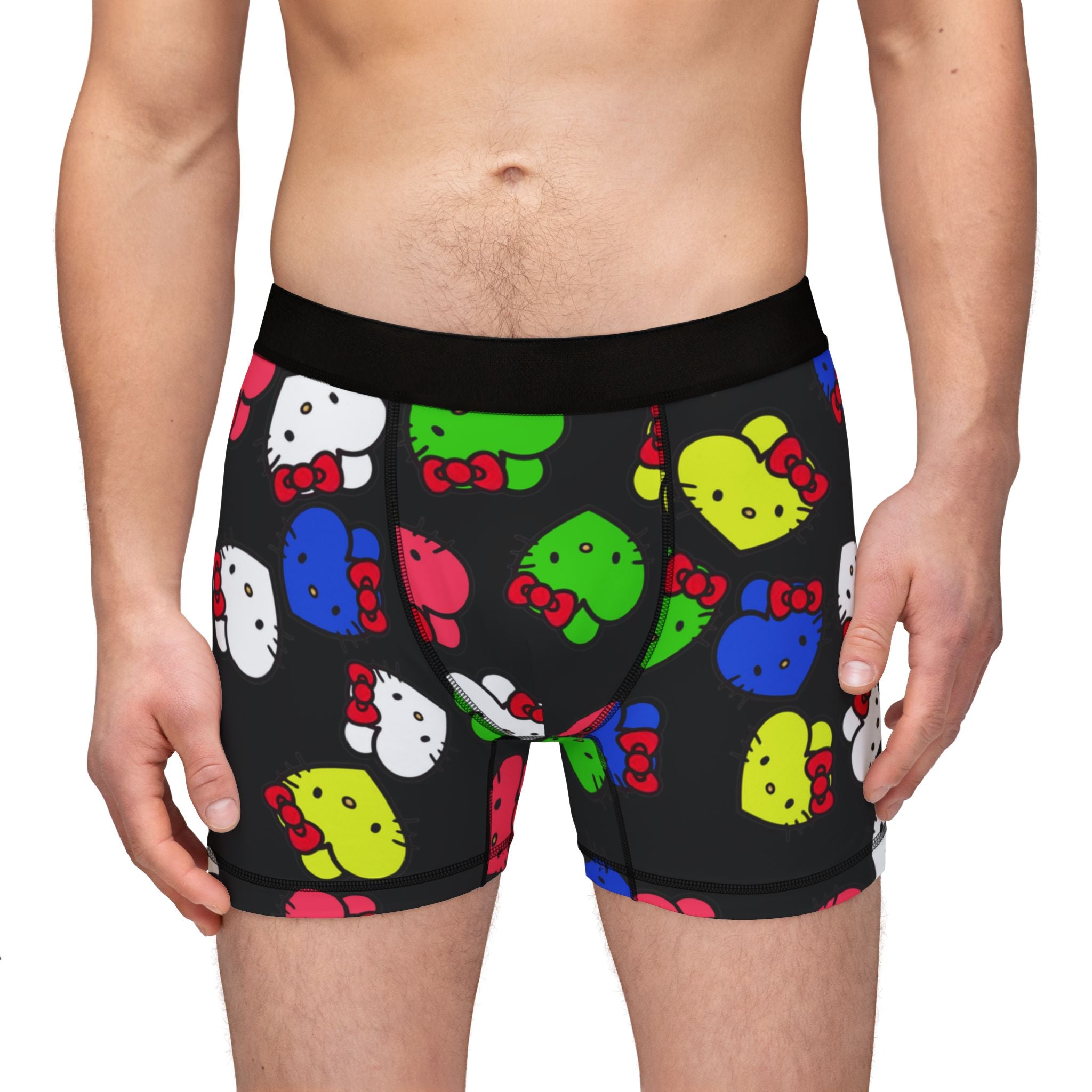 Men's boxers kitty hearts multi colors black