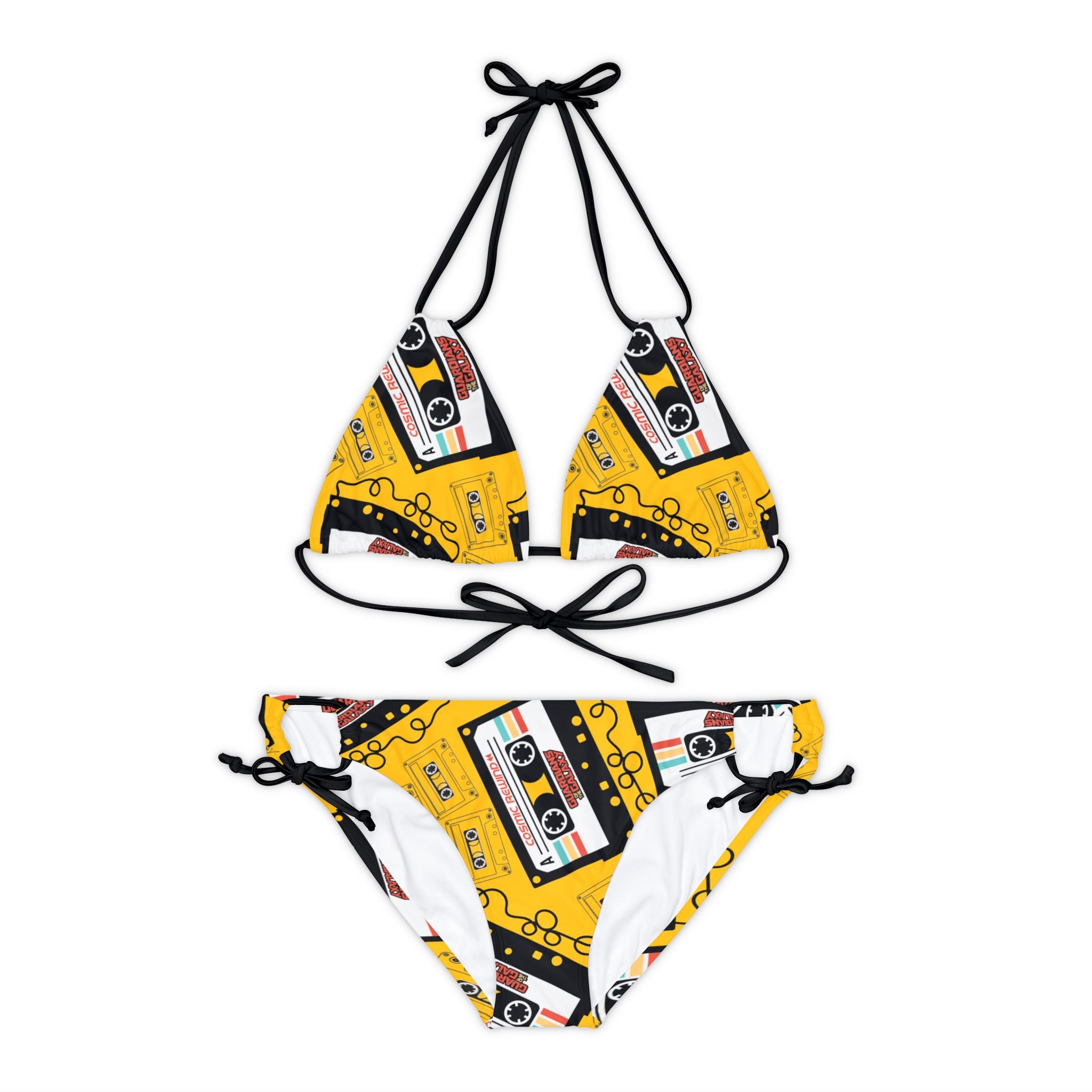 Strappy bikini set cosmic rewind cassette yellow