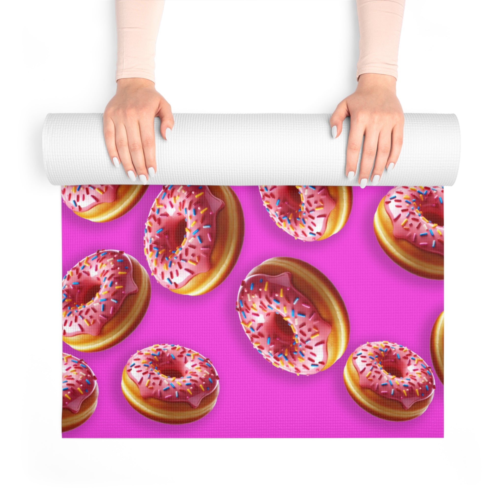 Foam yoga mat donut pink