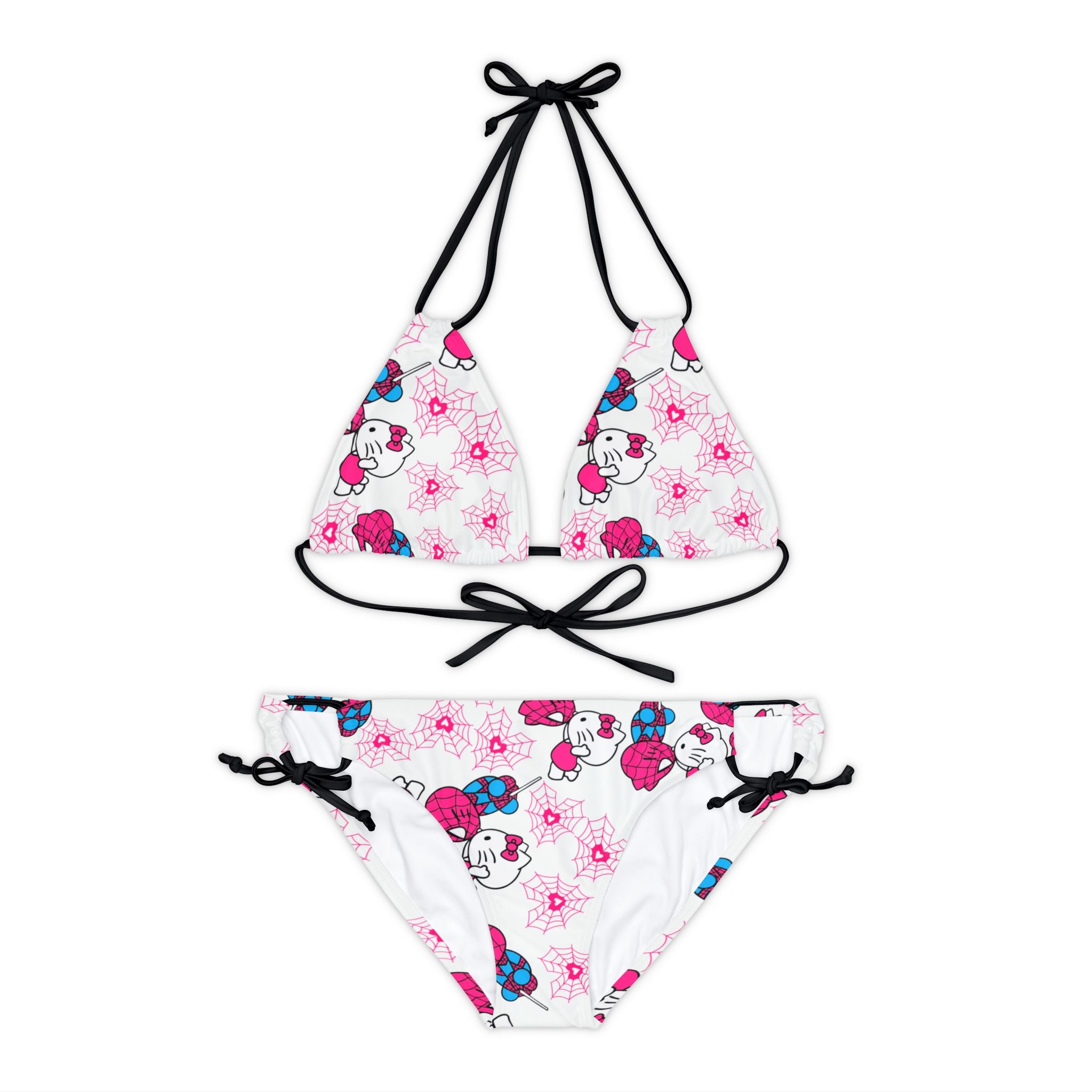 Strappy bikini set spider kitty white