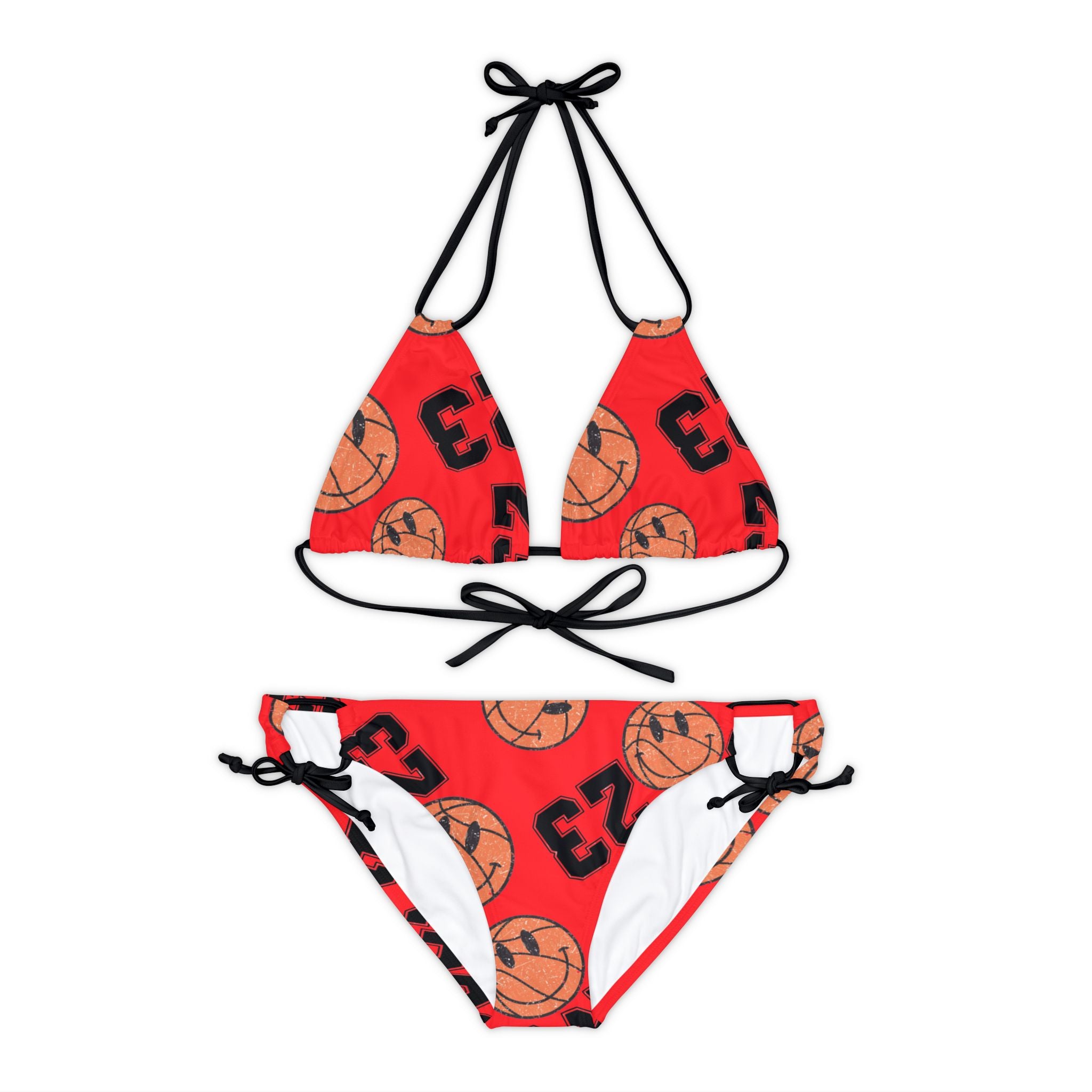 Strappy bikini set number   basketball red