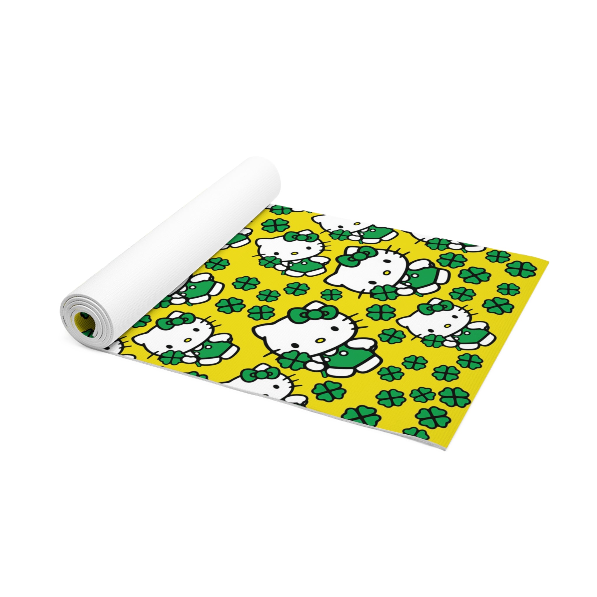 Foam yoga mat kitty saint patrick lucky yellow