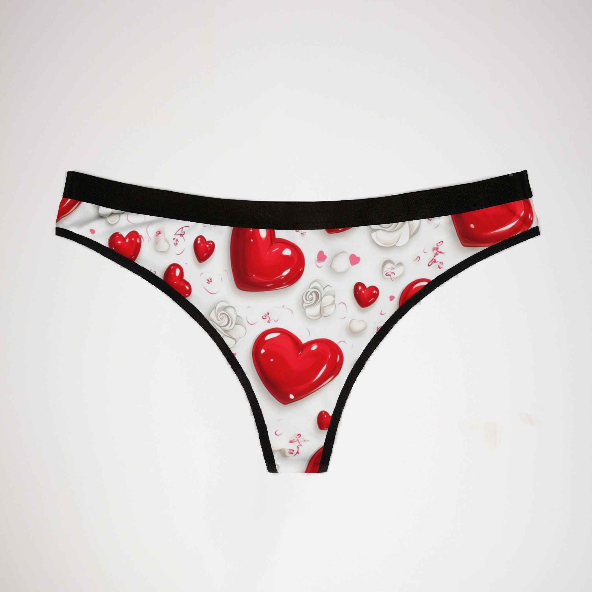 Women's thongs valentine red heart two two