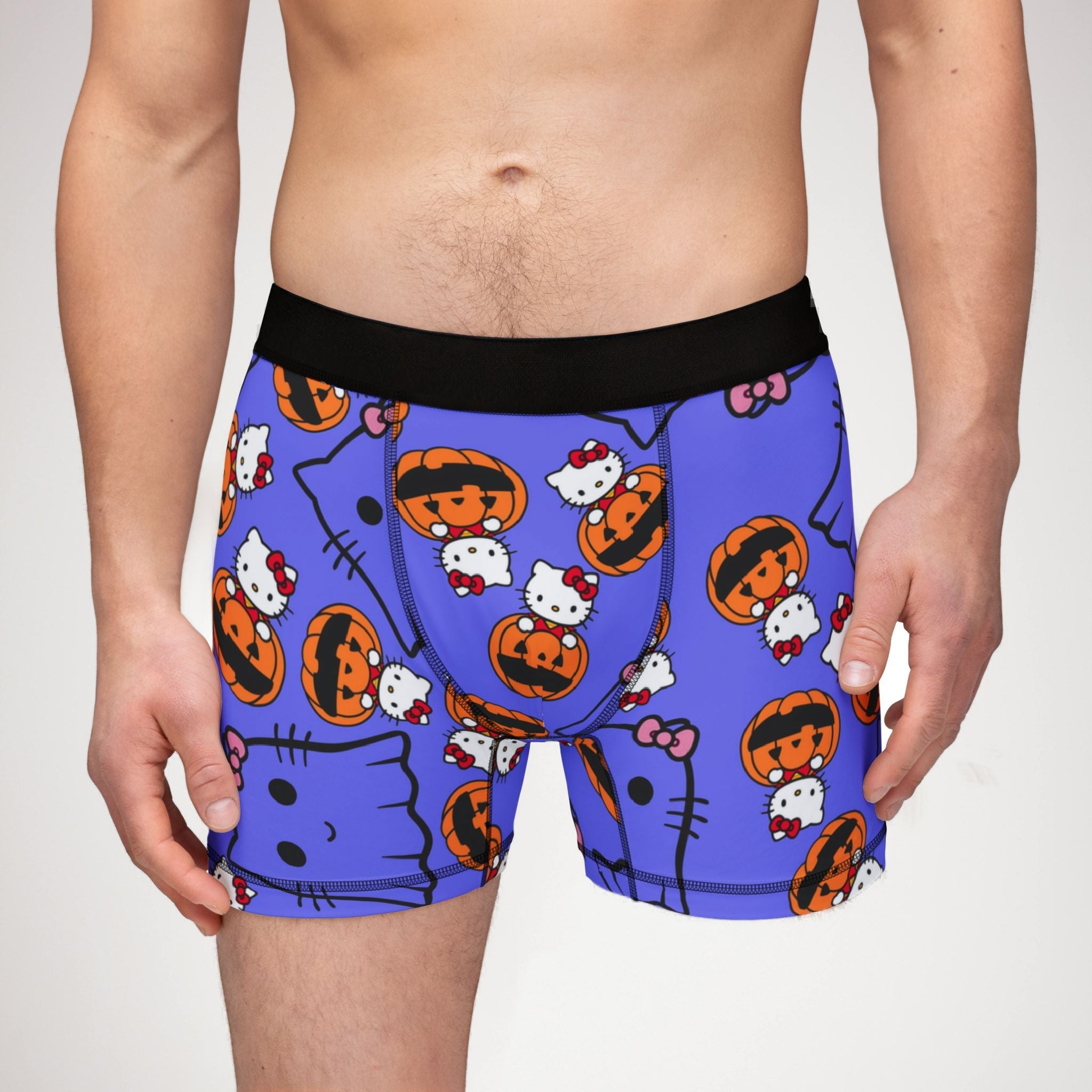 Men's boxers kitty pumpkin cute ghost blue