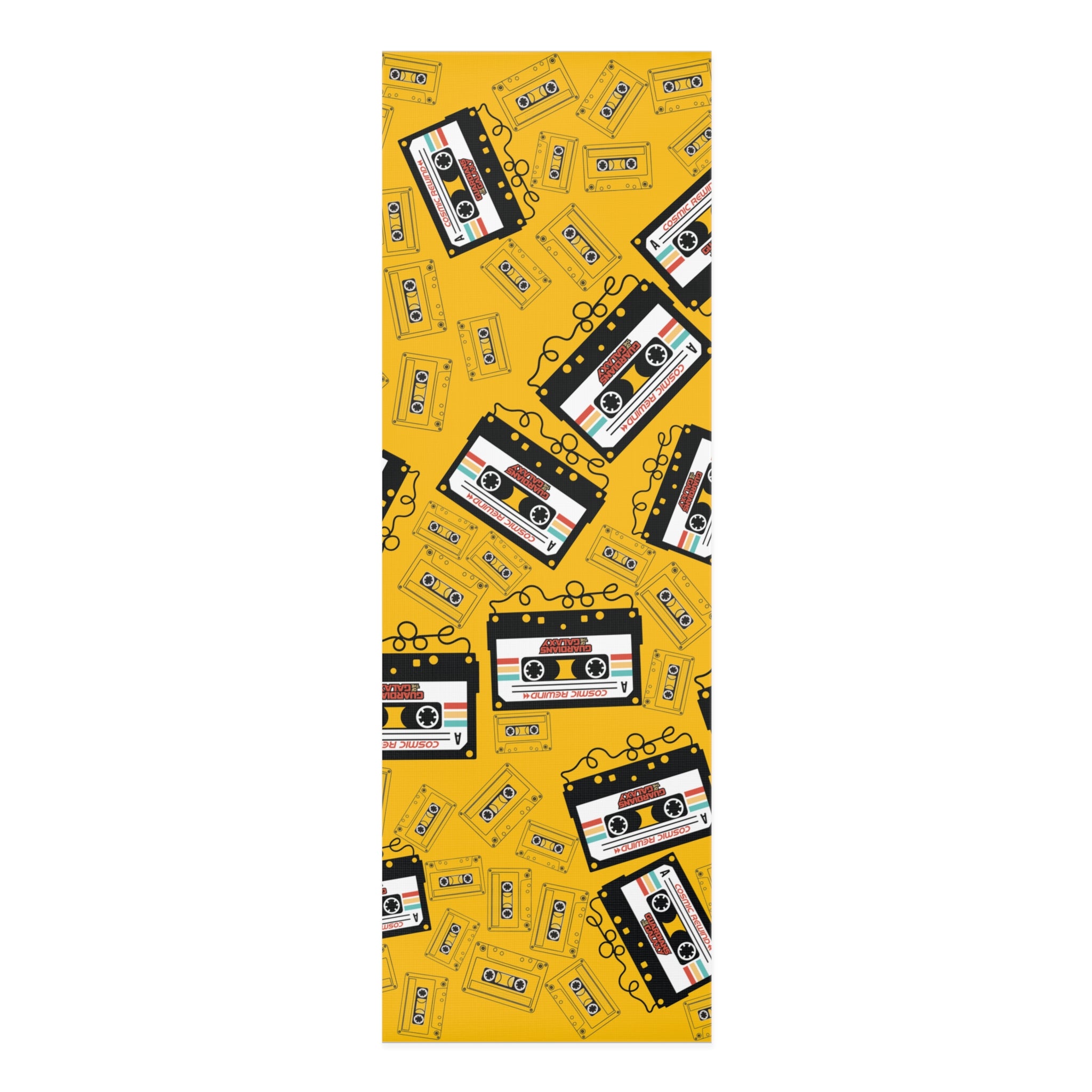 Foam yoga mat cosmic rewind cassette yellow