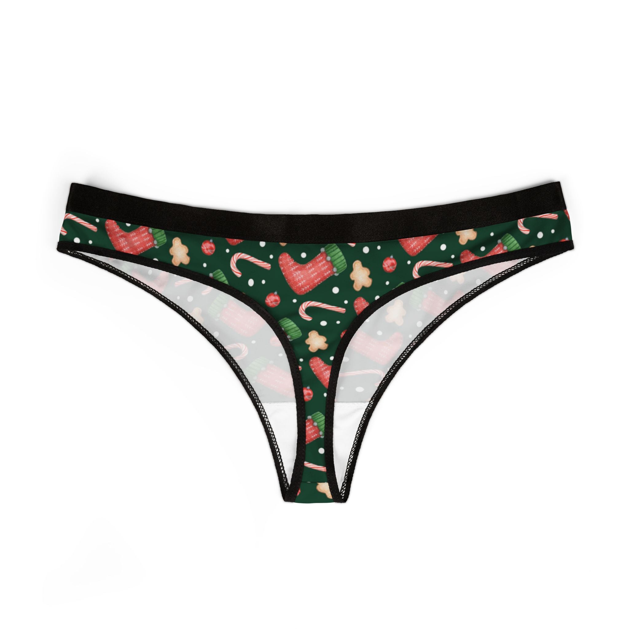 Women's thongs green christmas santa