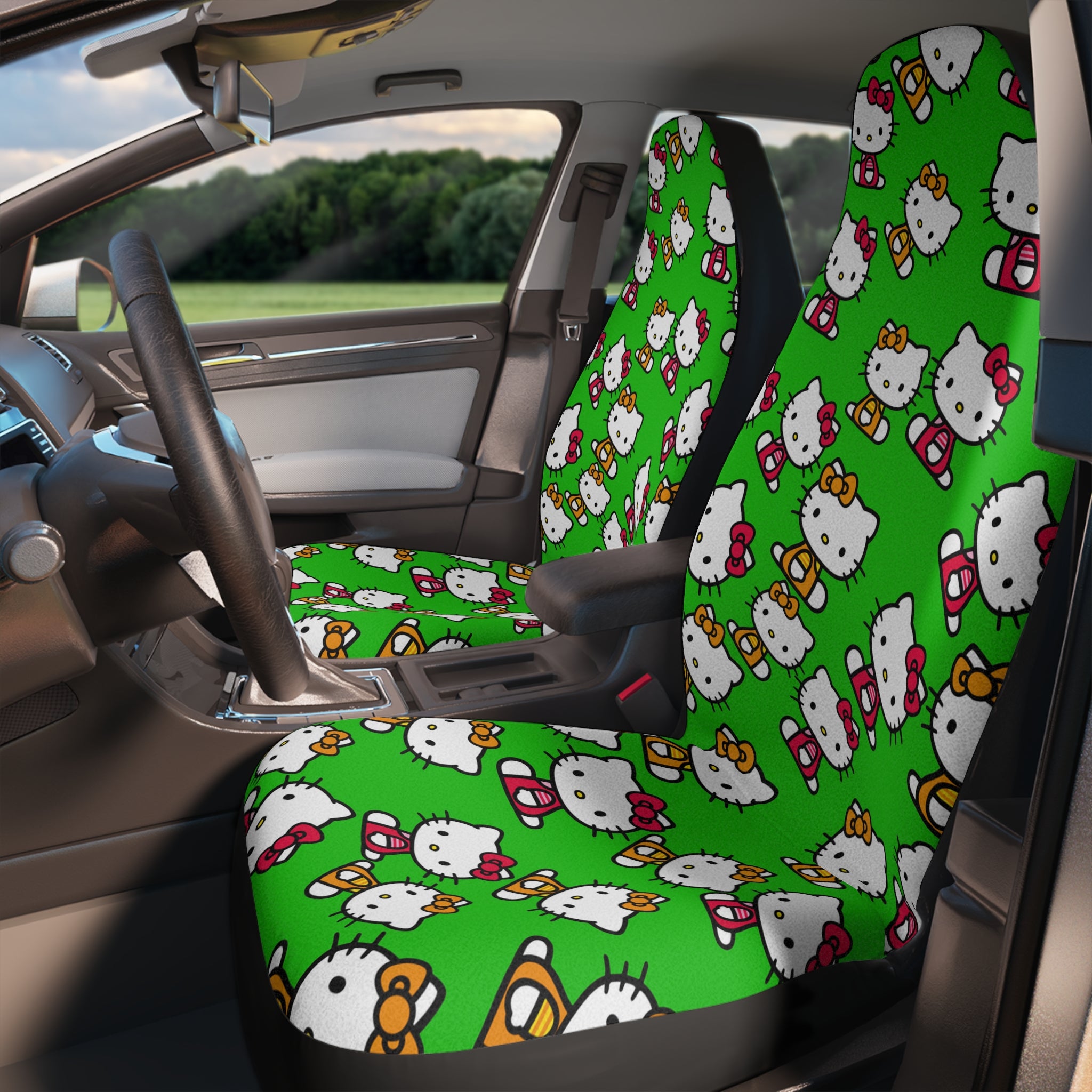 Car seat covers kitty two colors green