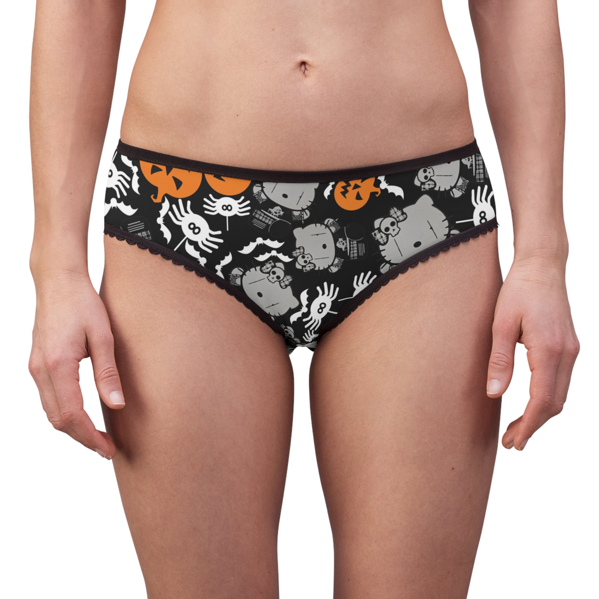 Women's briefs kitty blank pumpkin halloween black