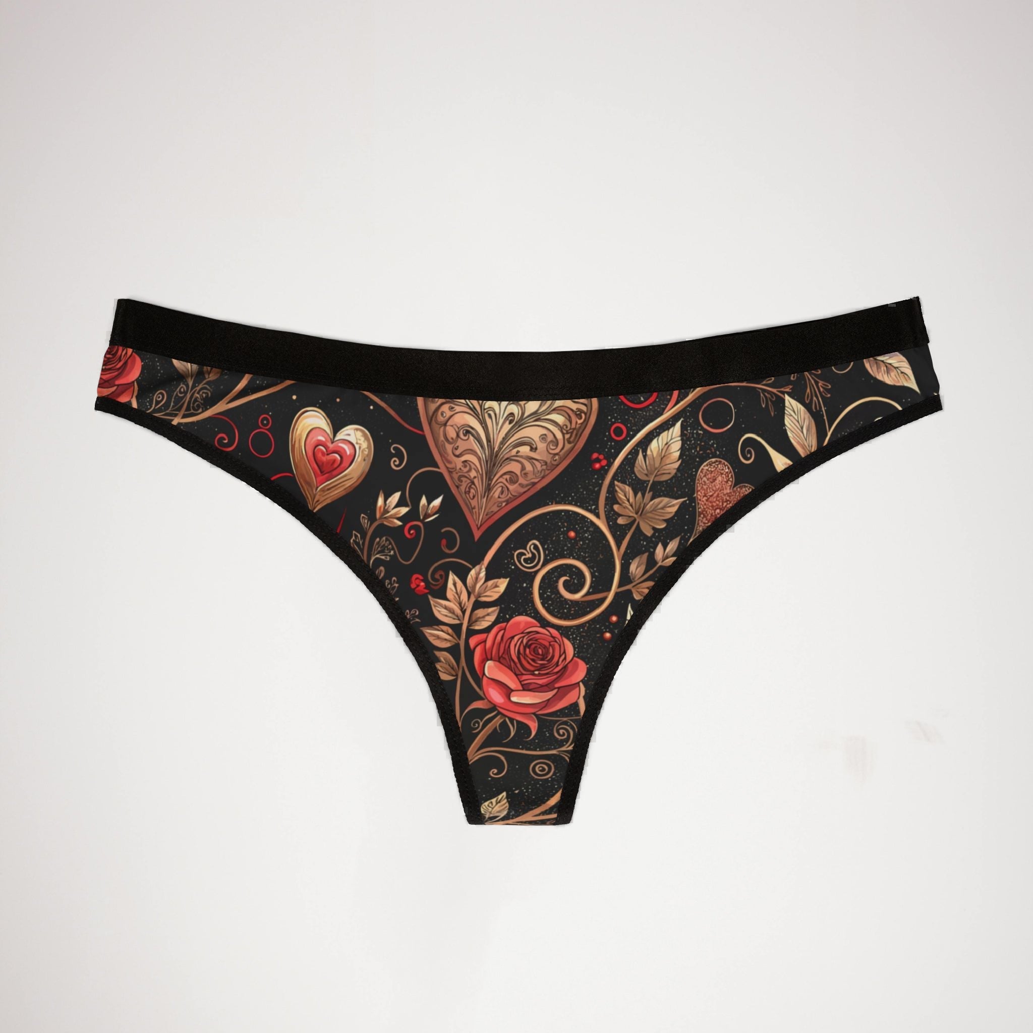 Women's thongs valentine heart retro