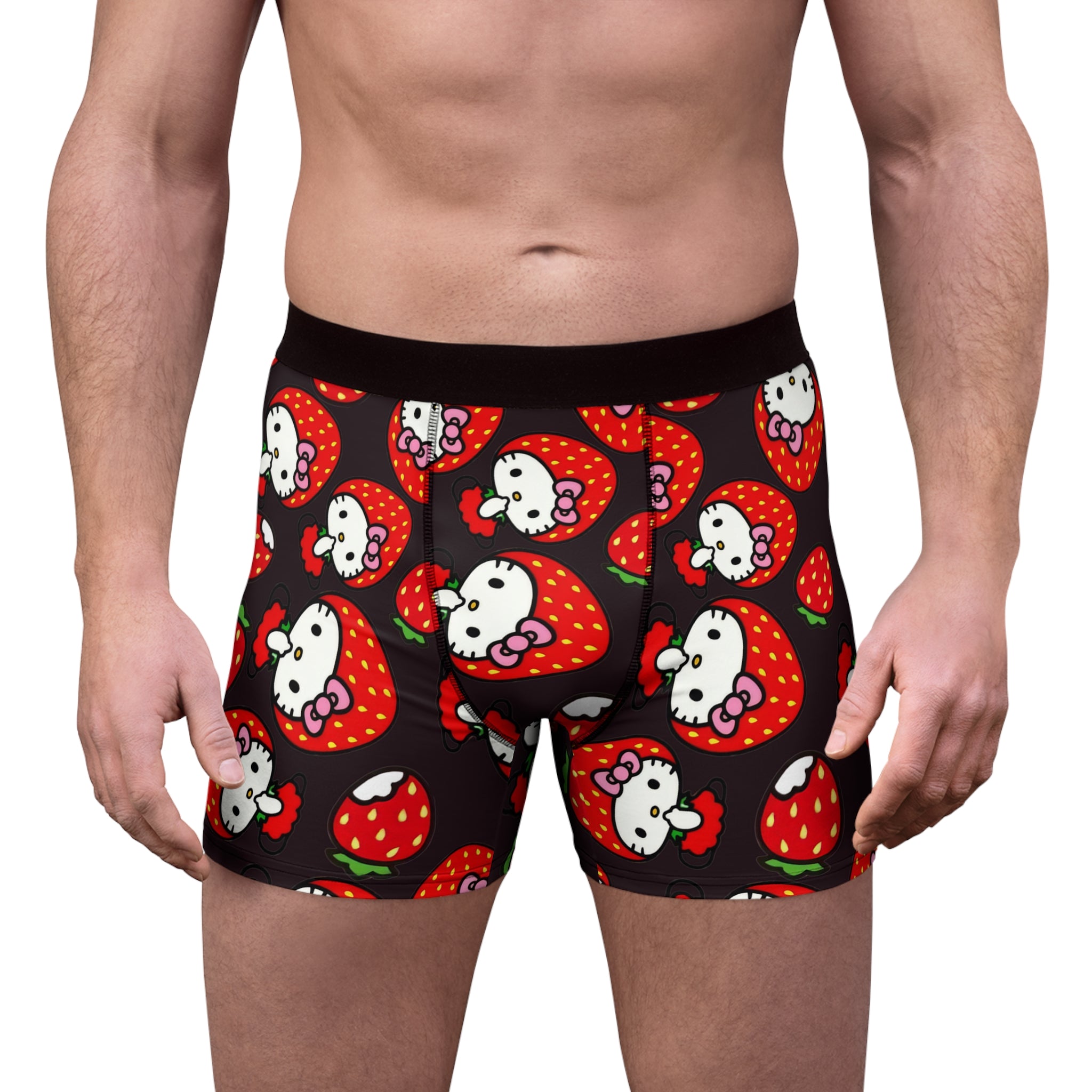 Men's boxer briefs kitty strawberry valentine black