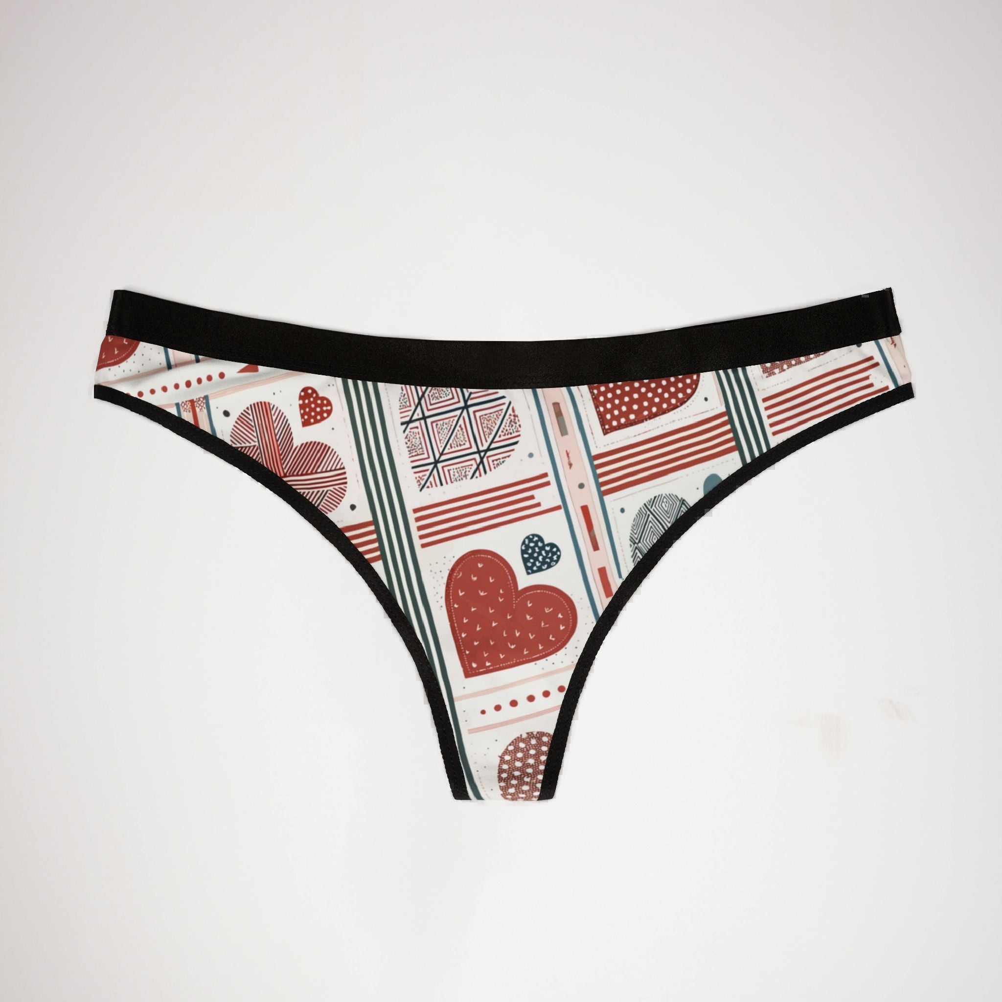 Women's thongs valentine heart retro one