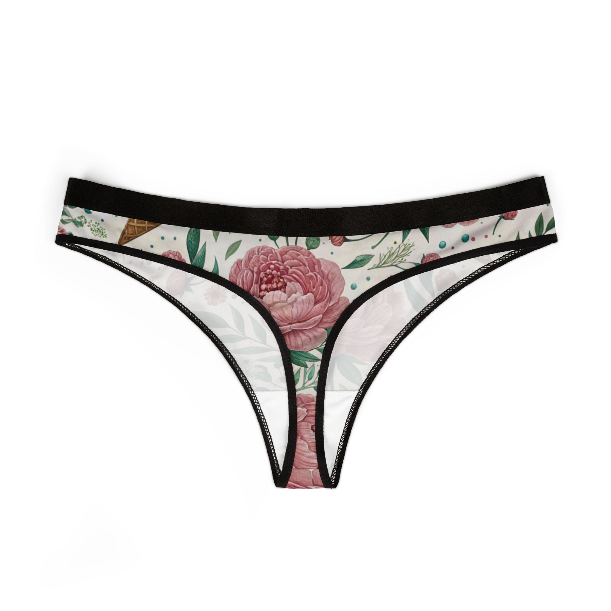Women's thongs floral ice cream